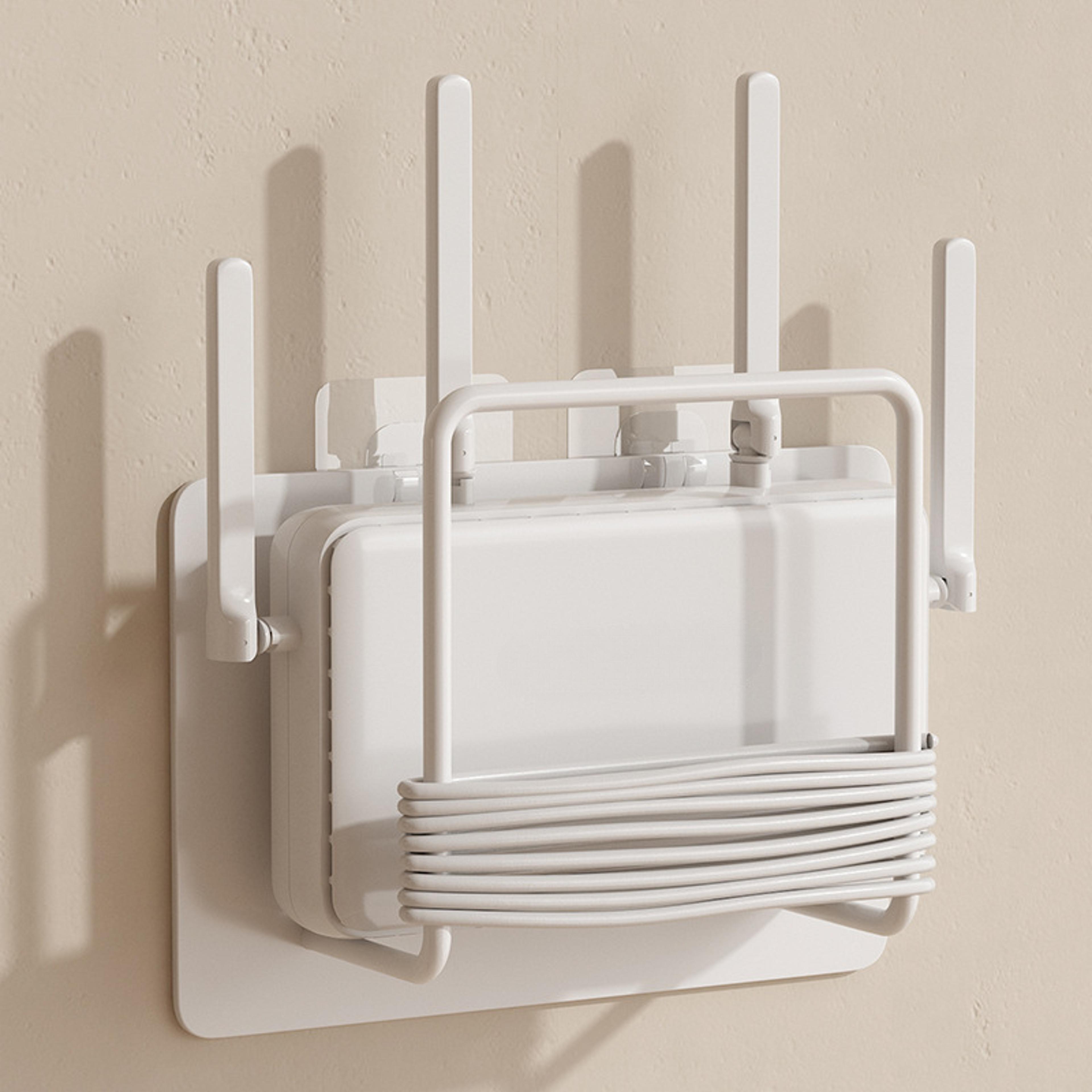 wall mount router shelf with cable organizer no drill wifi router holder