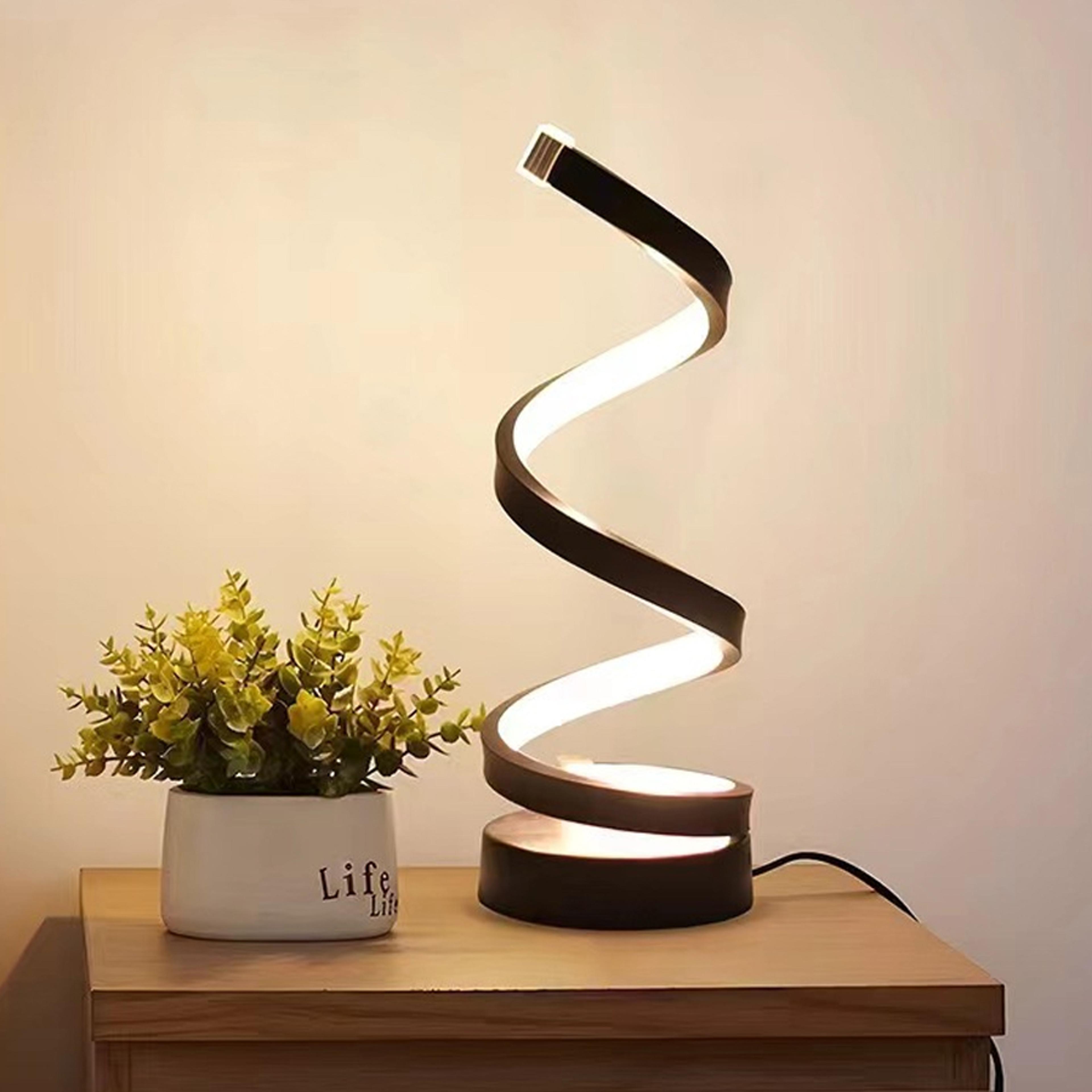 spiral led table lamp dimmable bedside night light for bedroom and living room
