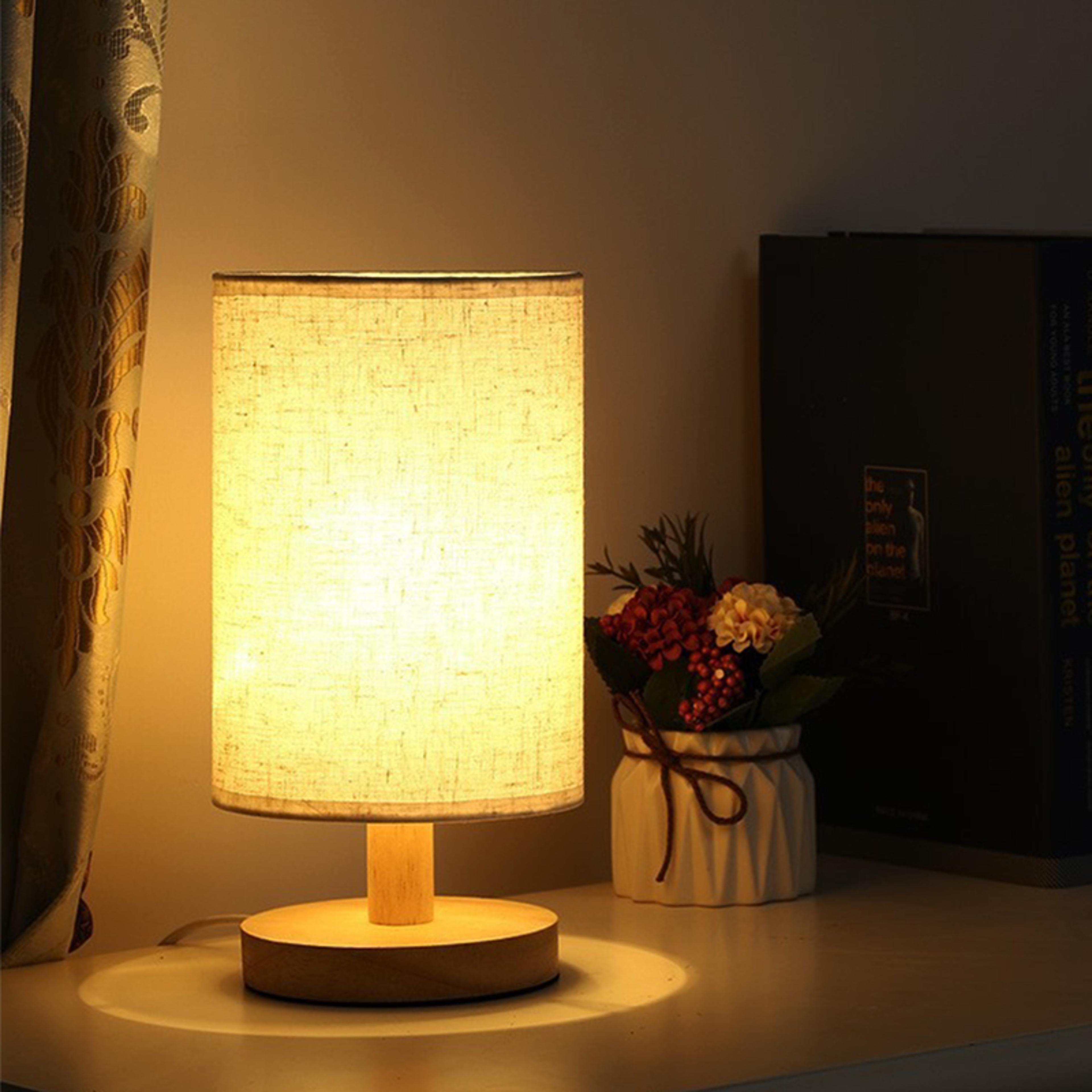 led table lamp dimmable usb bedside lamp with fabric shade