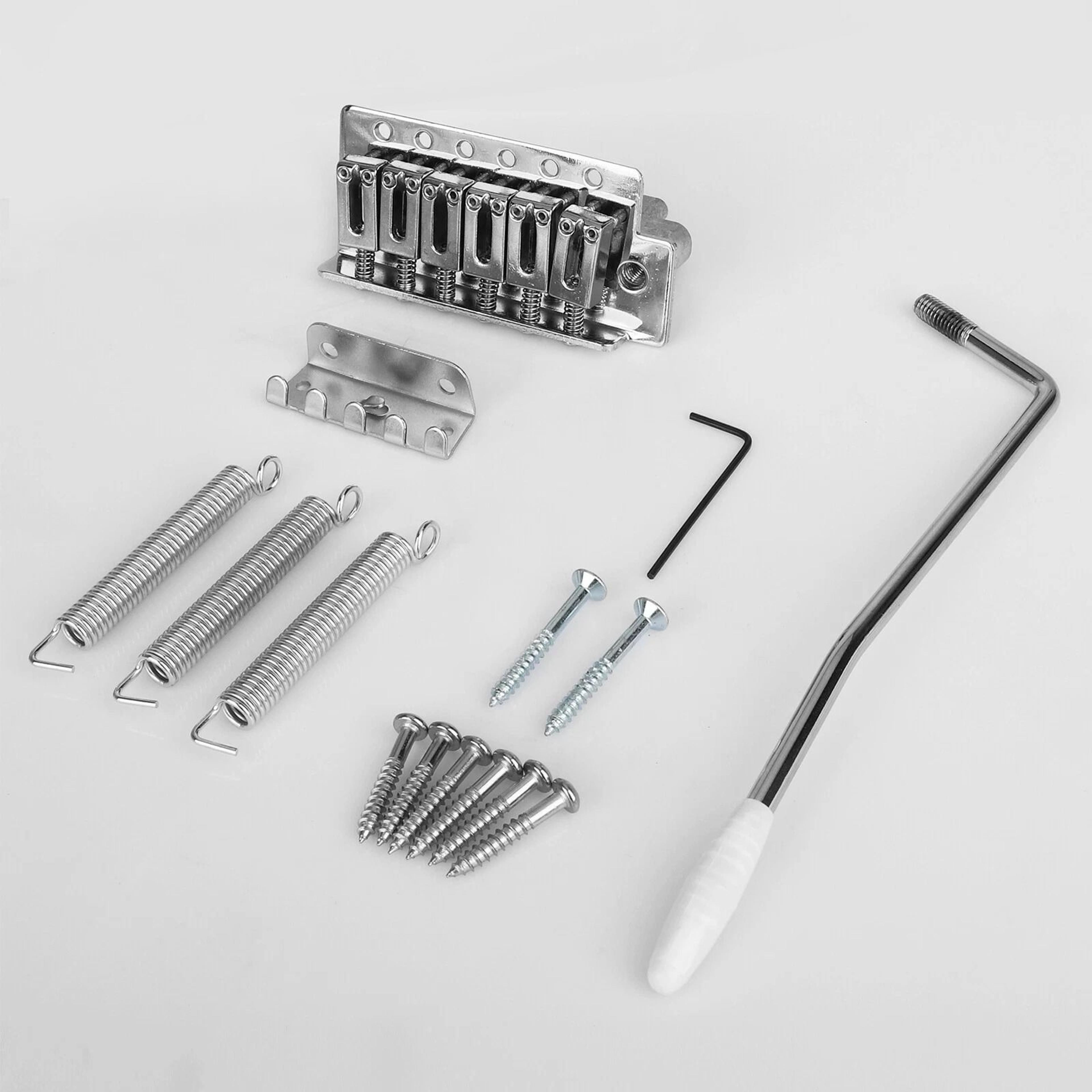 high gloss chrome tremolo bridge set with adjustable saddles for stratocaster