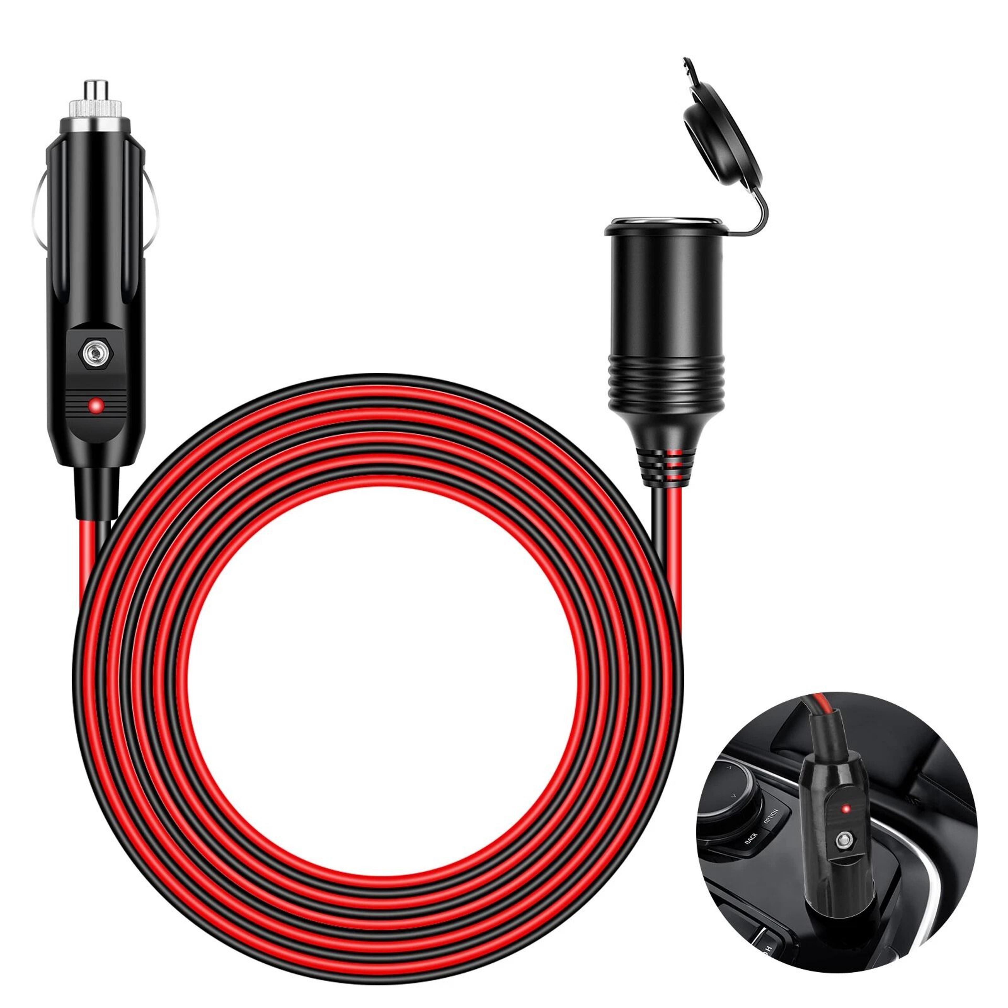 heavy duty car cigarette lighter socket extension cable adapter