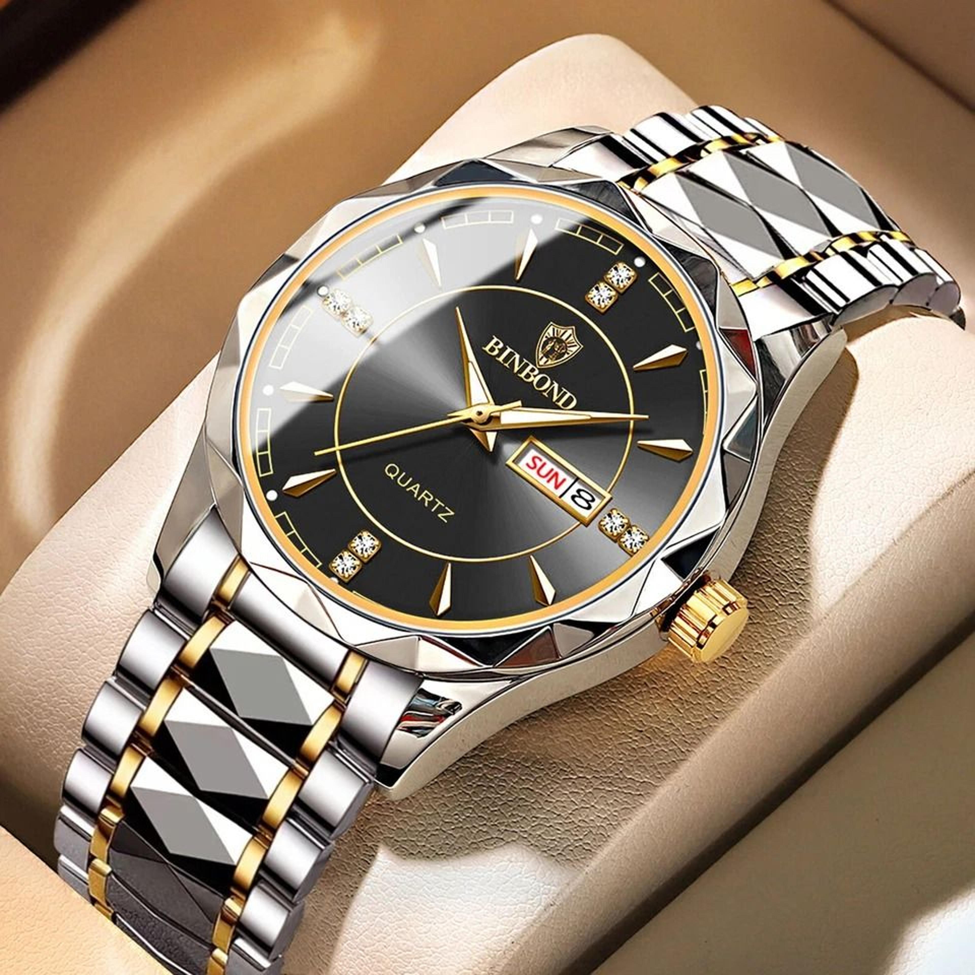 classic business wristwatch men watch stainless steel waterproof
