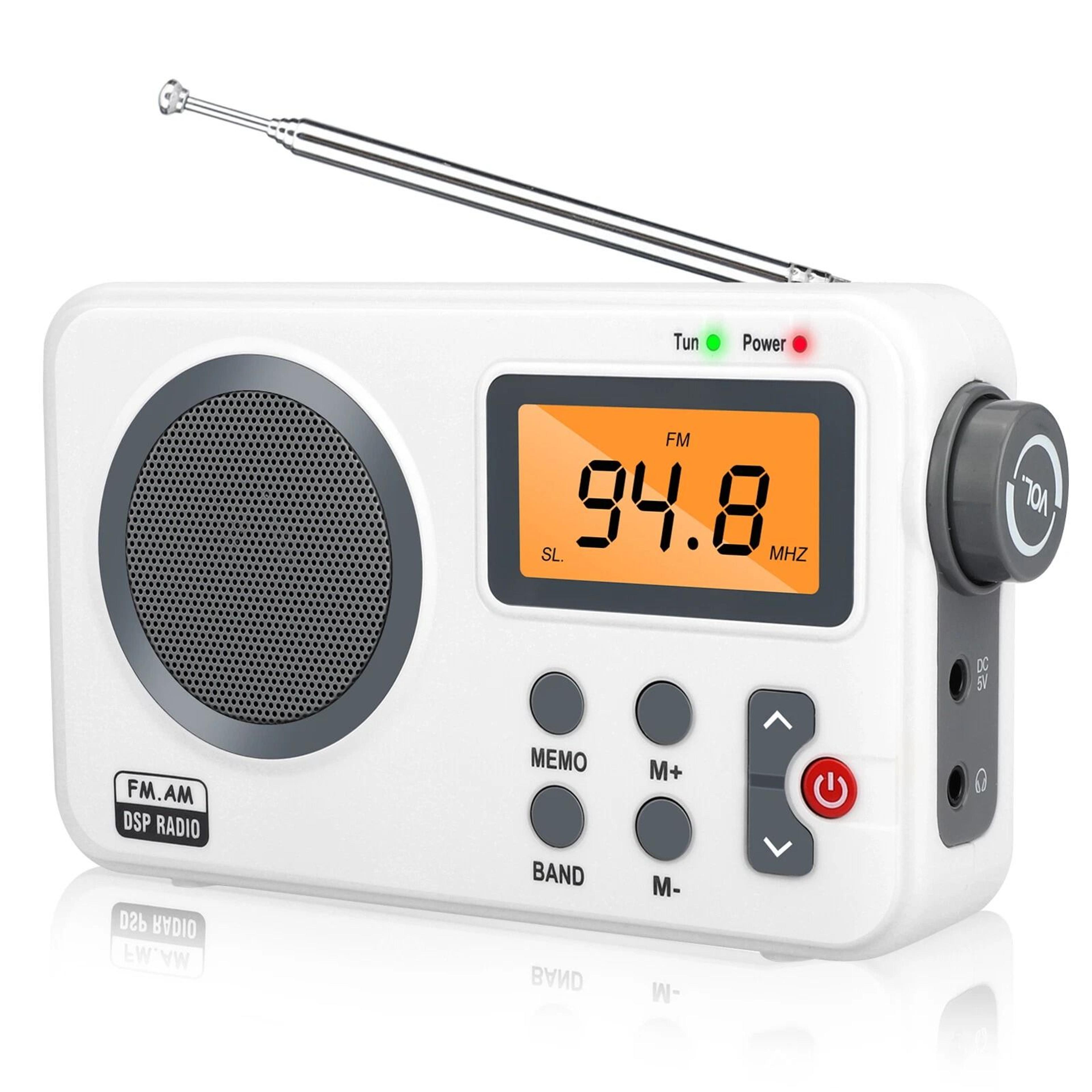clear loud digital radio player with lcd screen and rechargeable battery