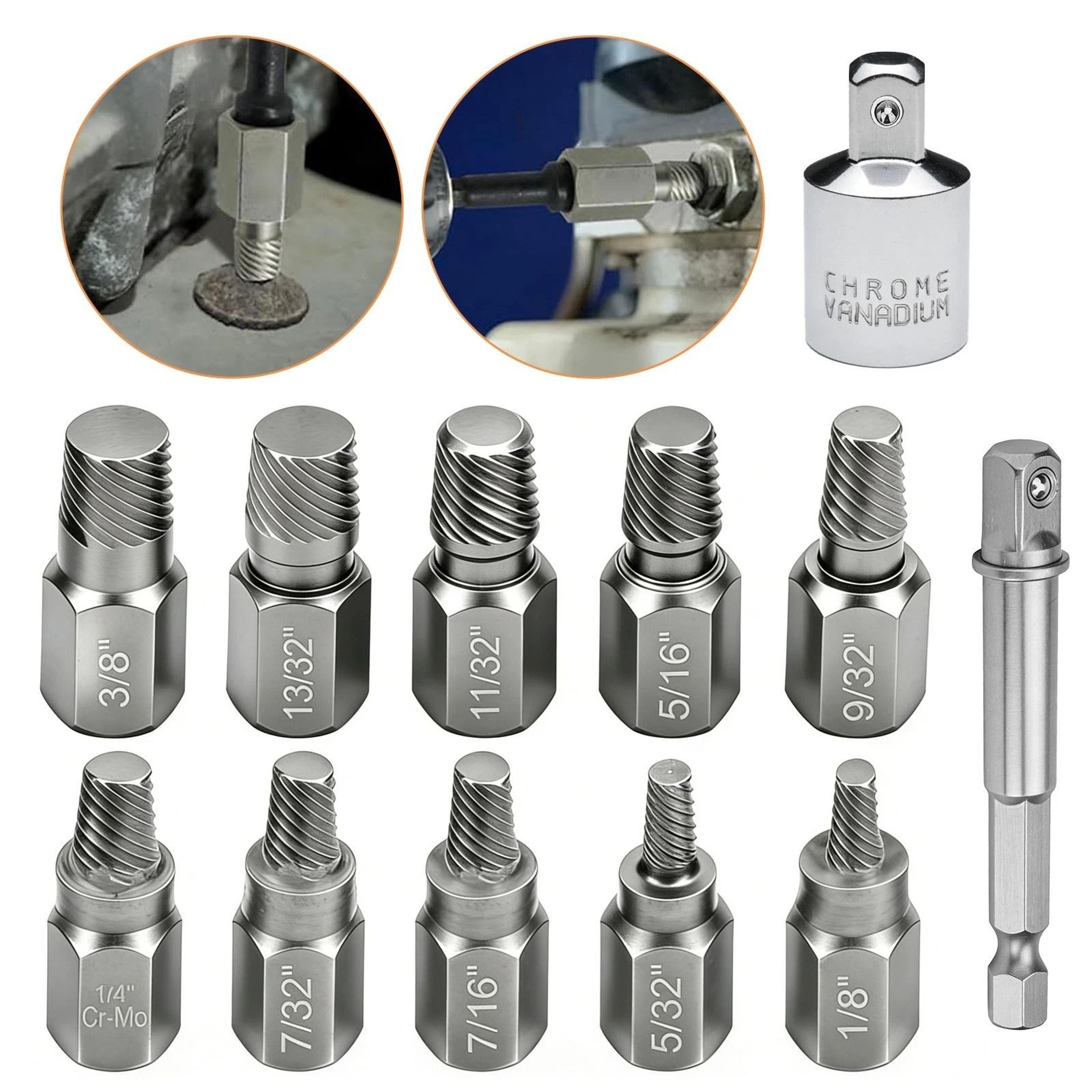 broken bolt remover tool set, multi-spline screw extractor for drill
