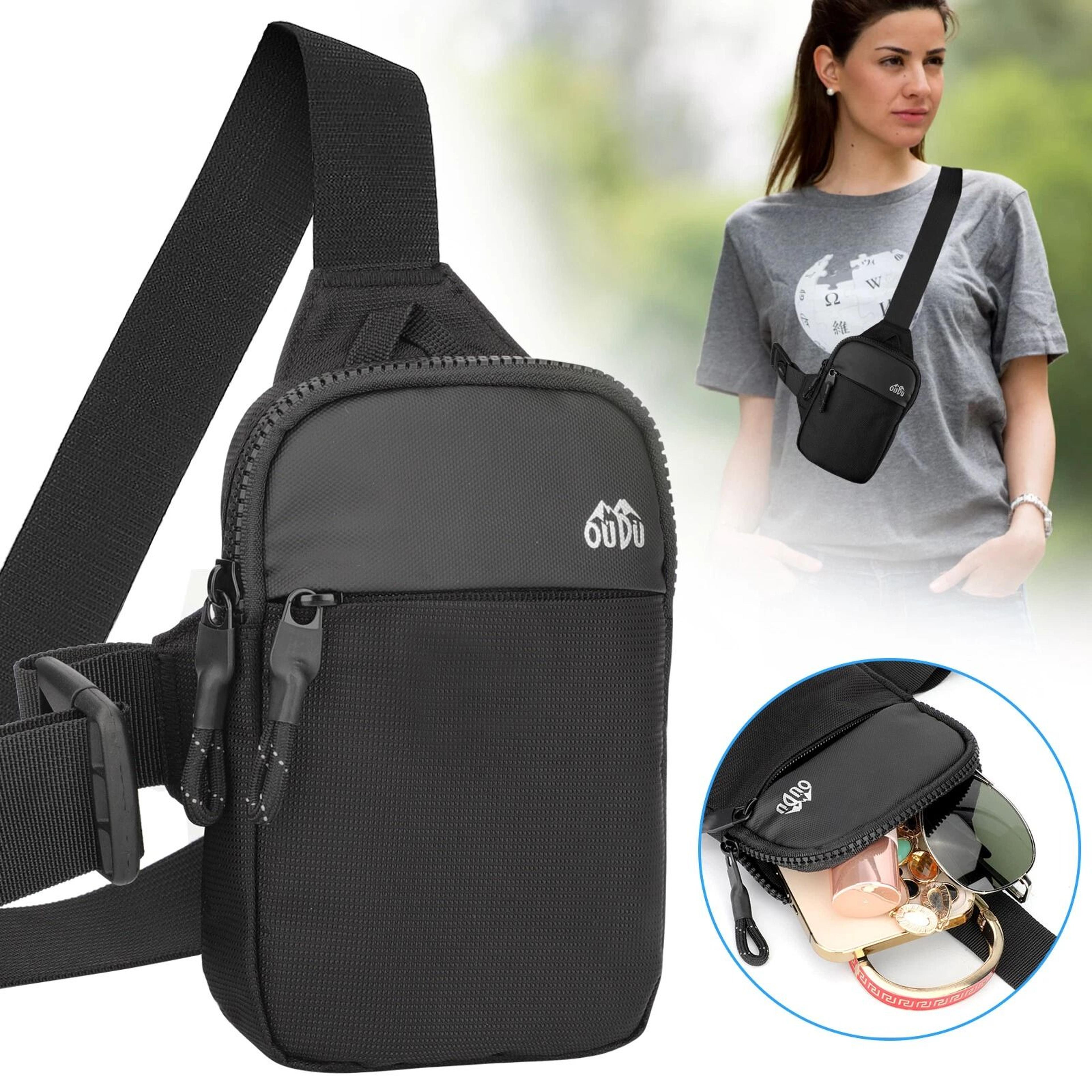 compact waterproof chest backpack for men women, adjustable sling shoulder bag