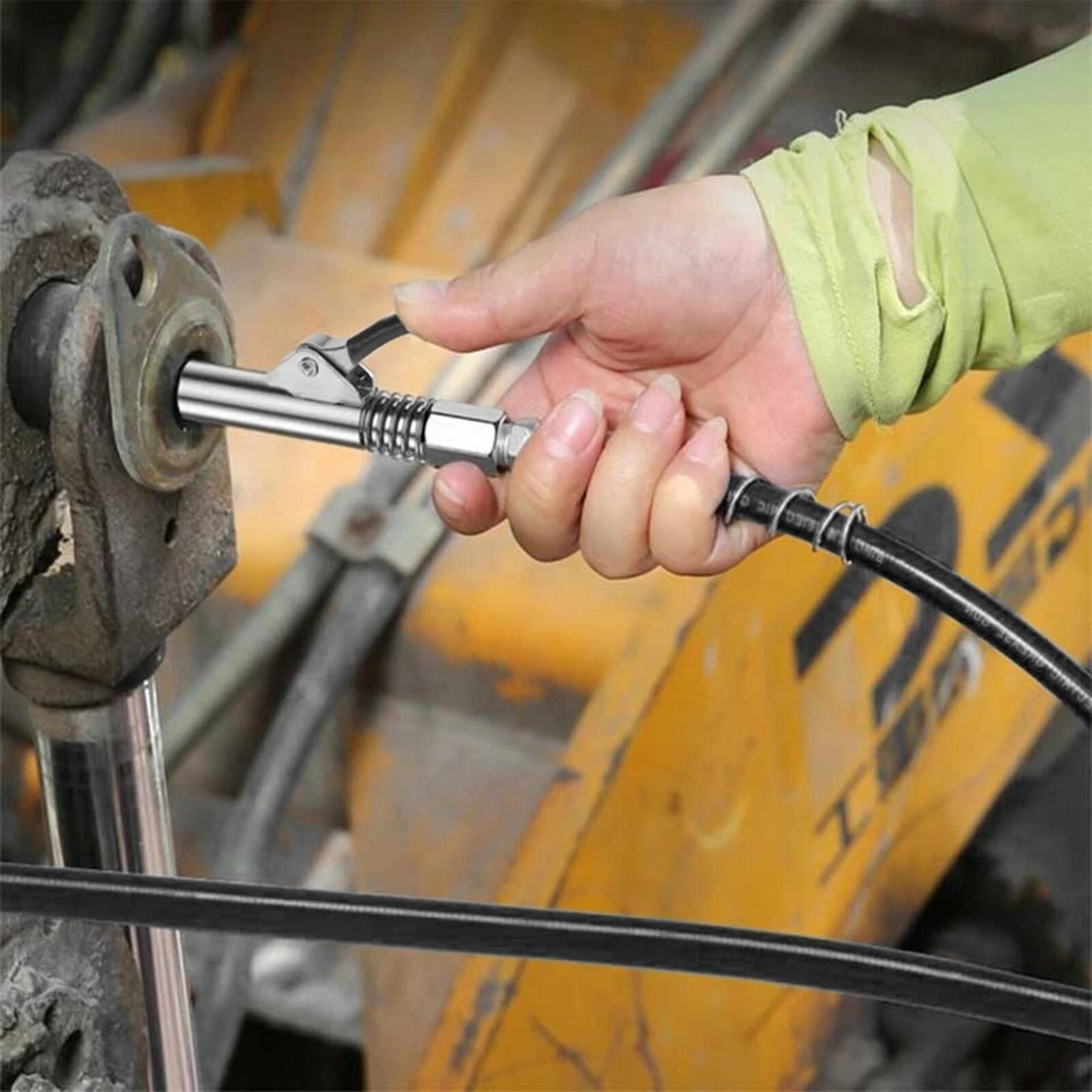 grease gun kit with flex hose, grease needles, zerk fitting cleaner, and more for maintenance