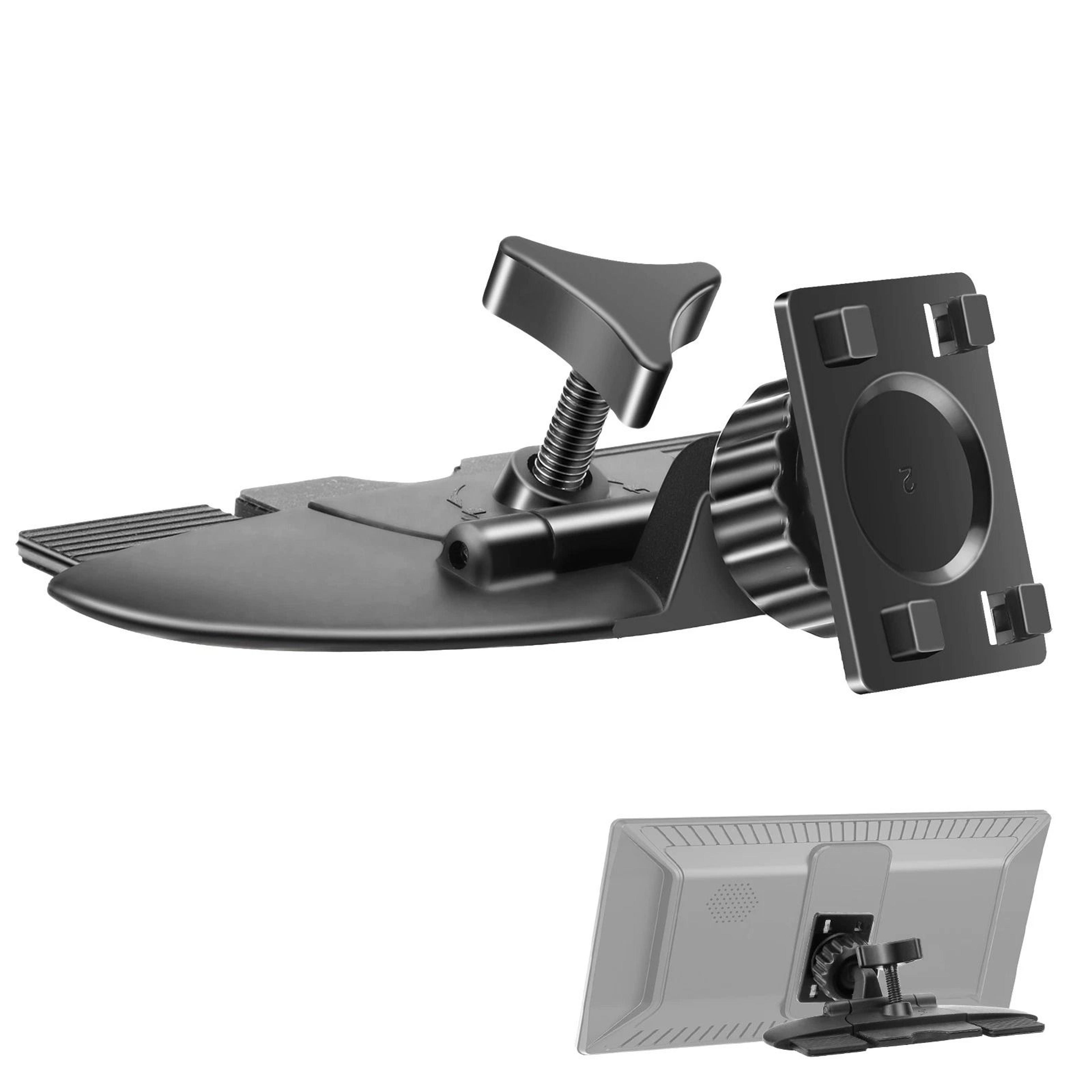 cd slot mount, carplay screen holder, adjustable fit for monitors, gps, and dash cams
