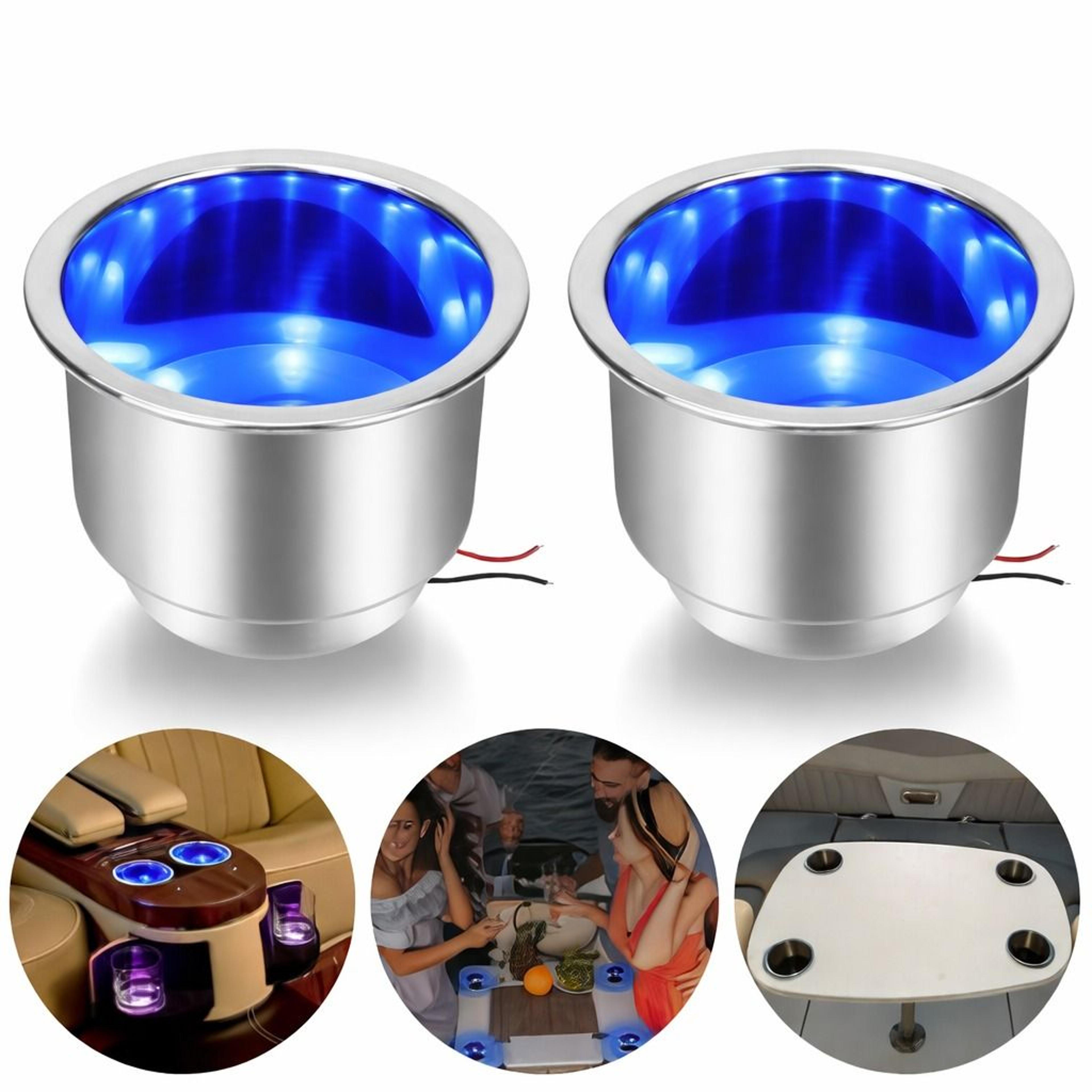 waterproof stainless steel cup holder with blue led light