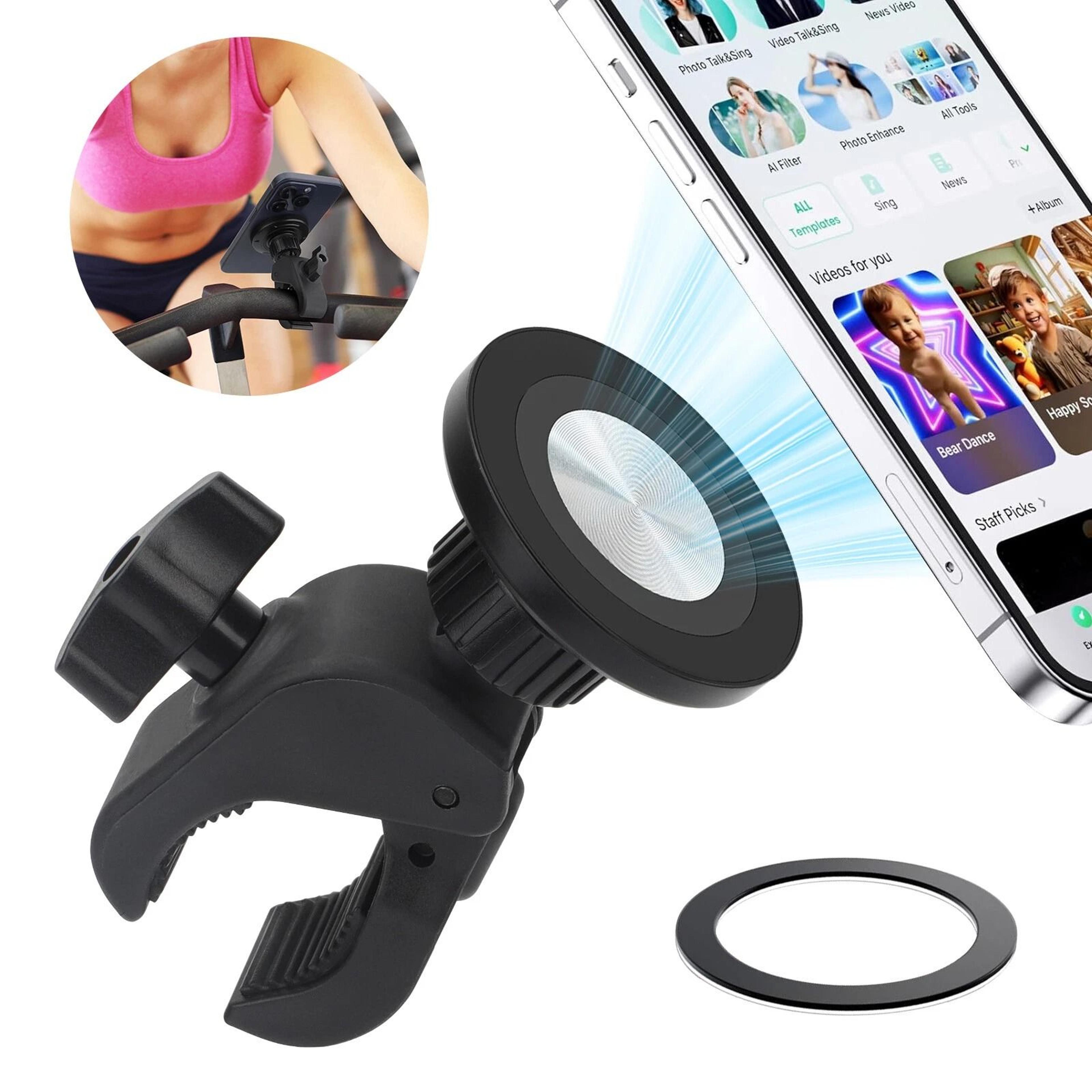 universal magnetic cell phone holder mount for gym, treadmills, bicycles