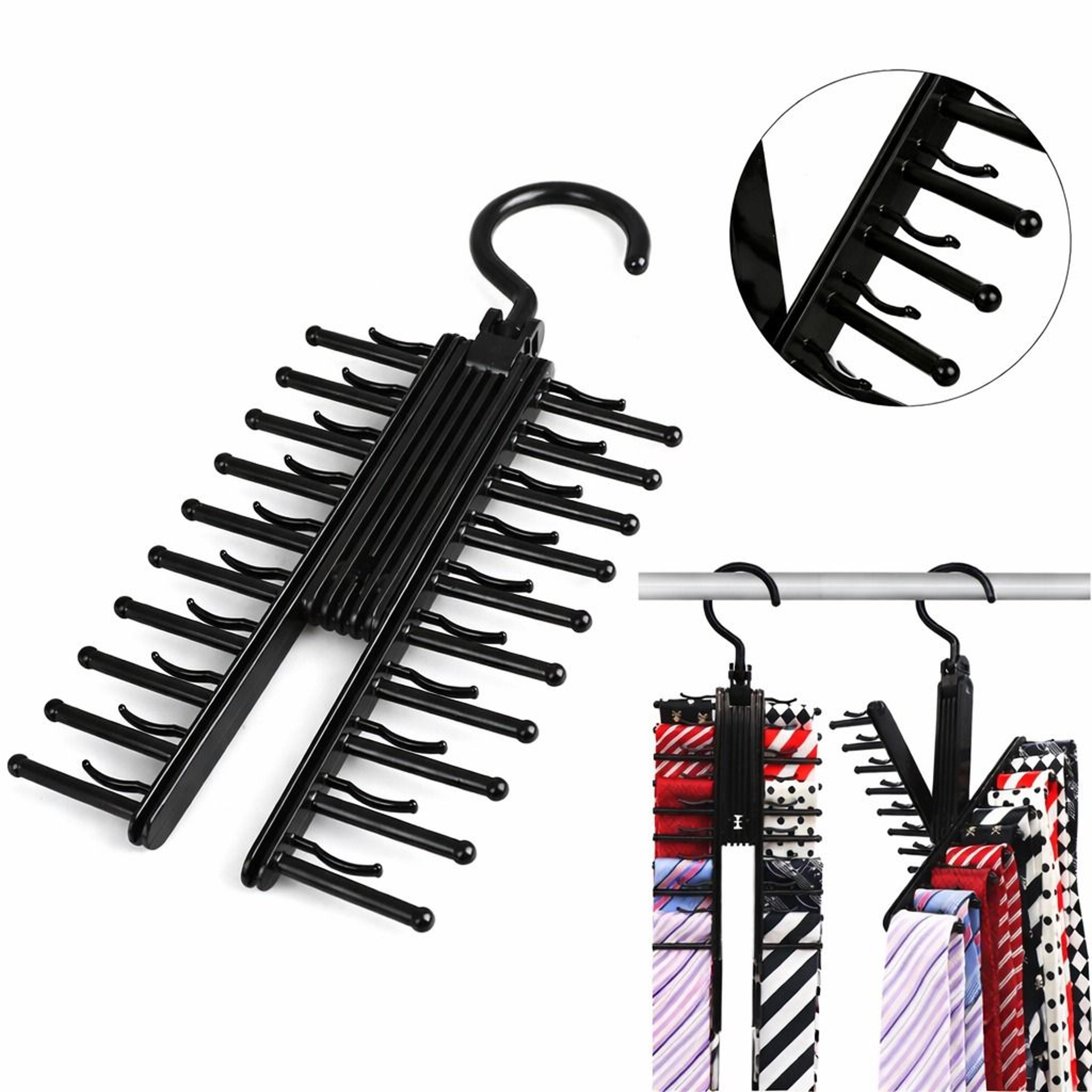 closet organizer, tie rack holder with non-slip clips, belt hanger