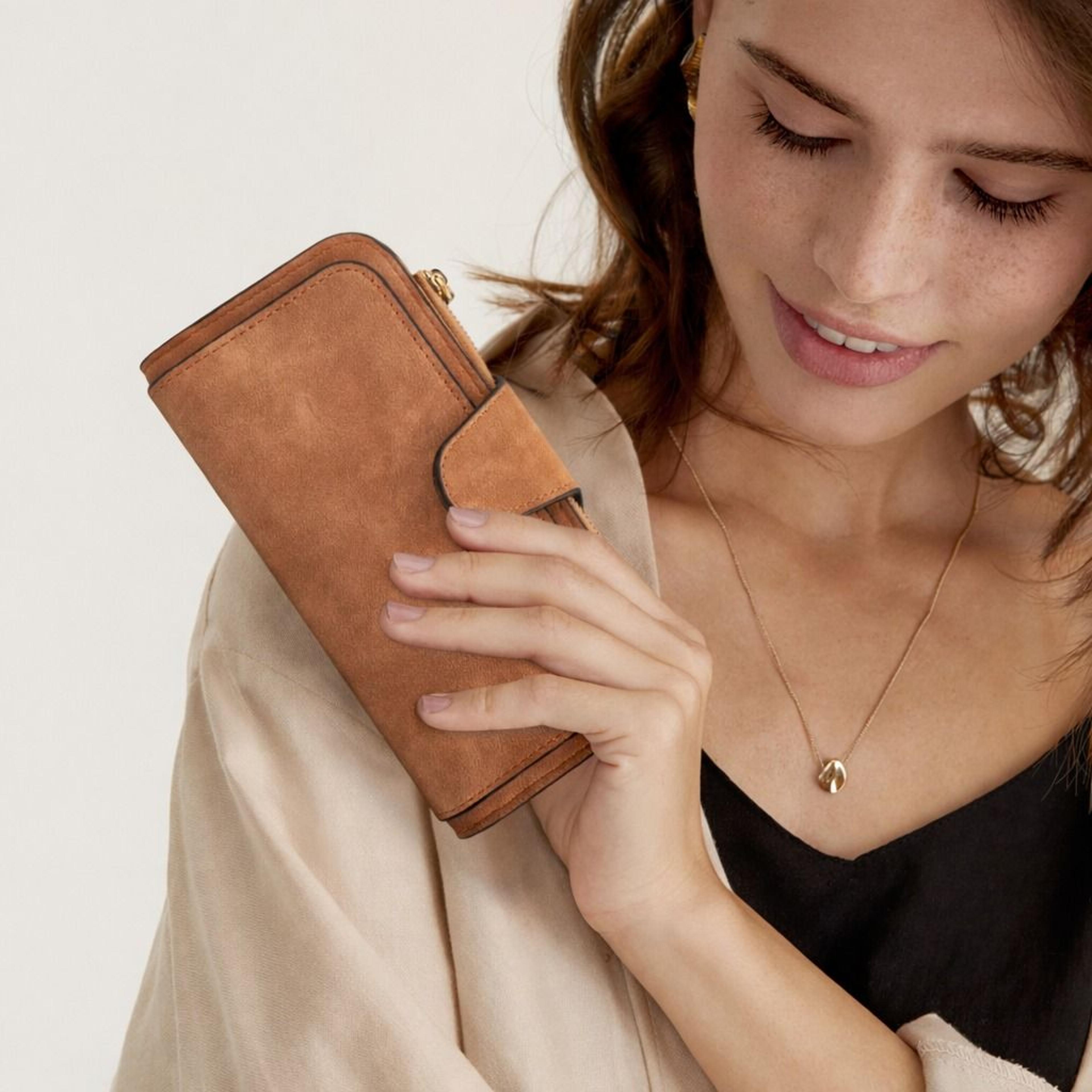 soft leather women wallet long clutch card holder pocket handbag