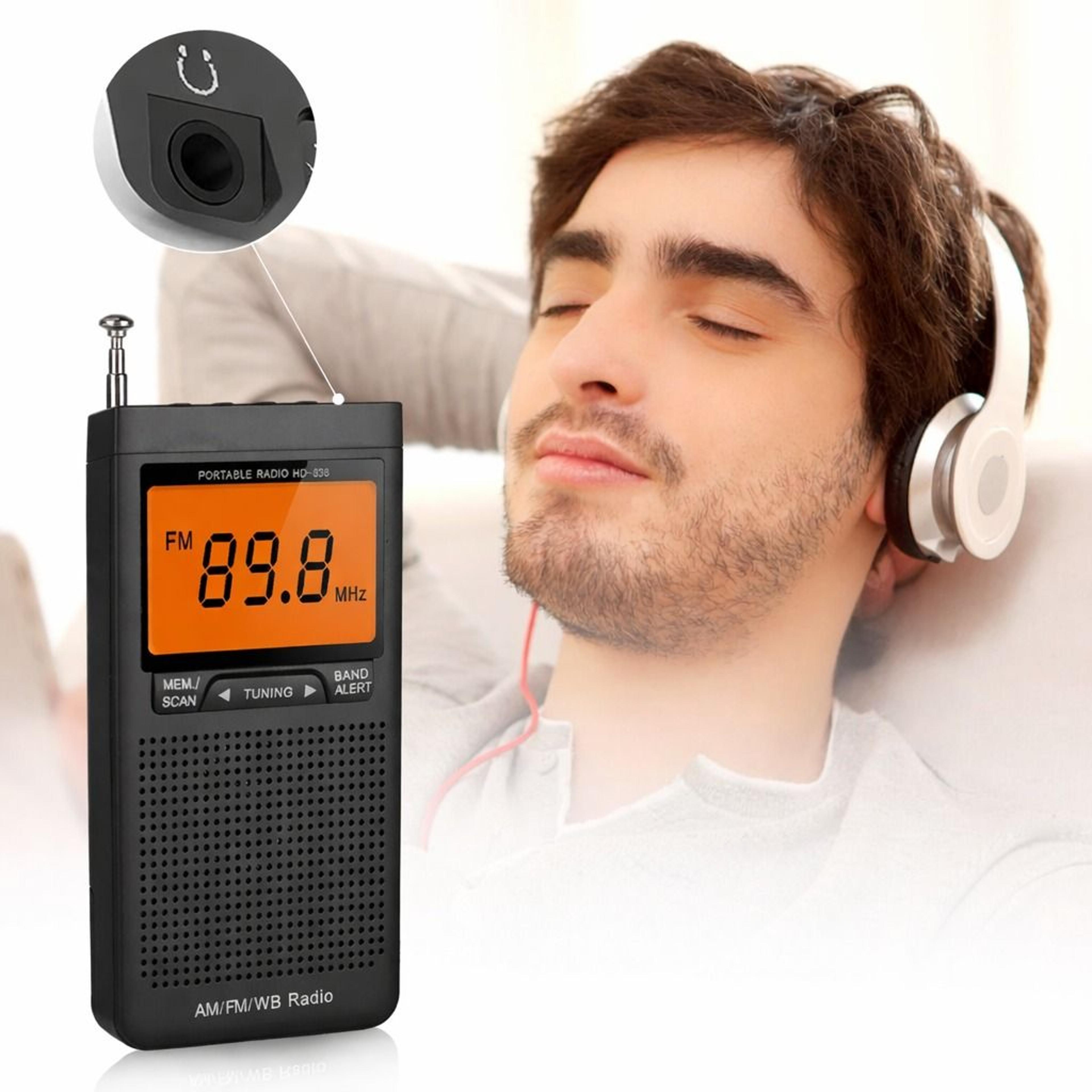 weather band radio with auto-search, lcd display, emergency pocket radio for outdoor use