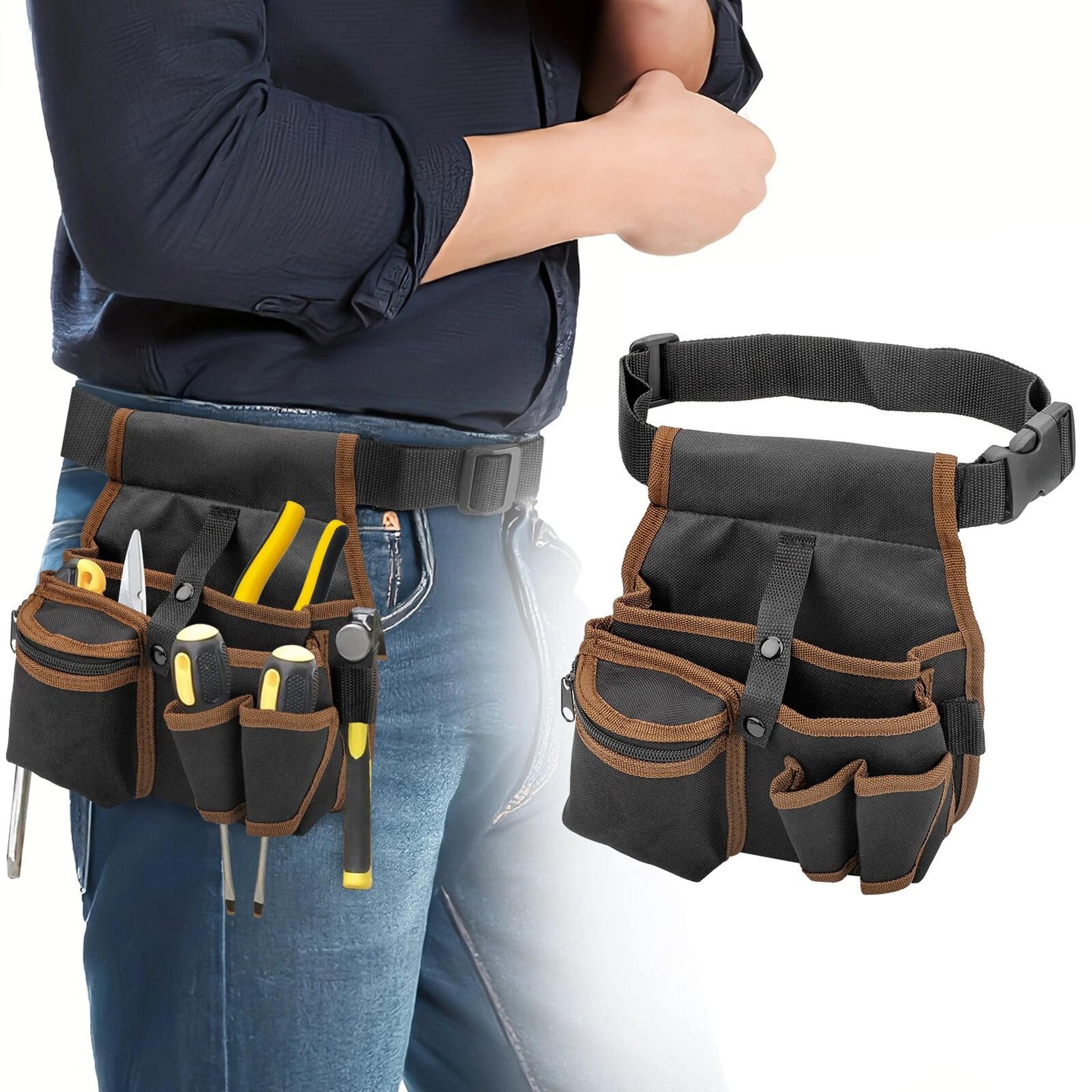 electrician tool pouch belt – durable fabric work organizer with adjustable waist strap
