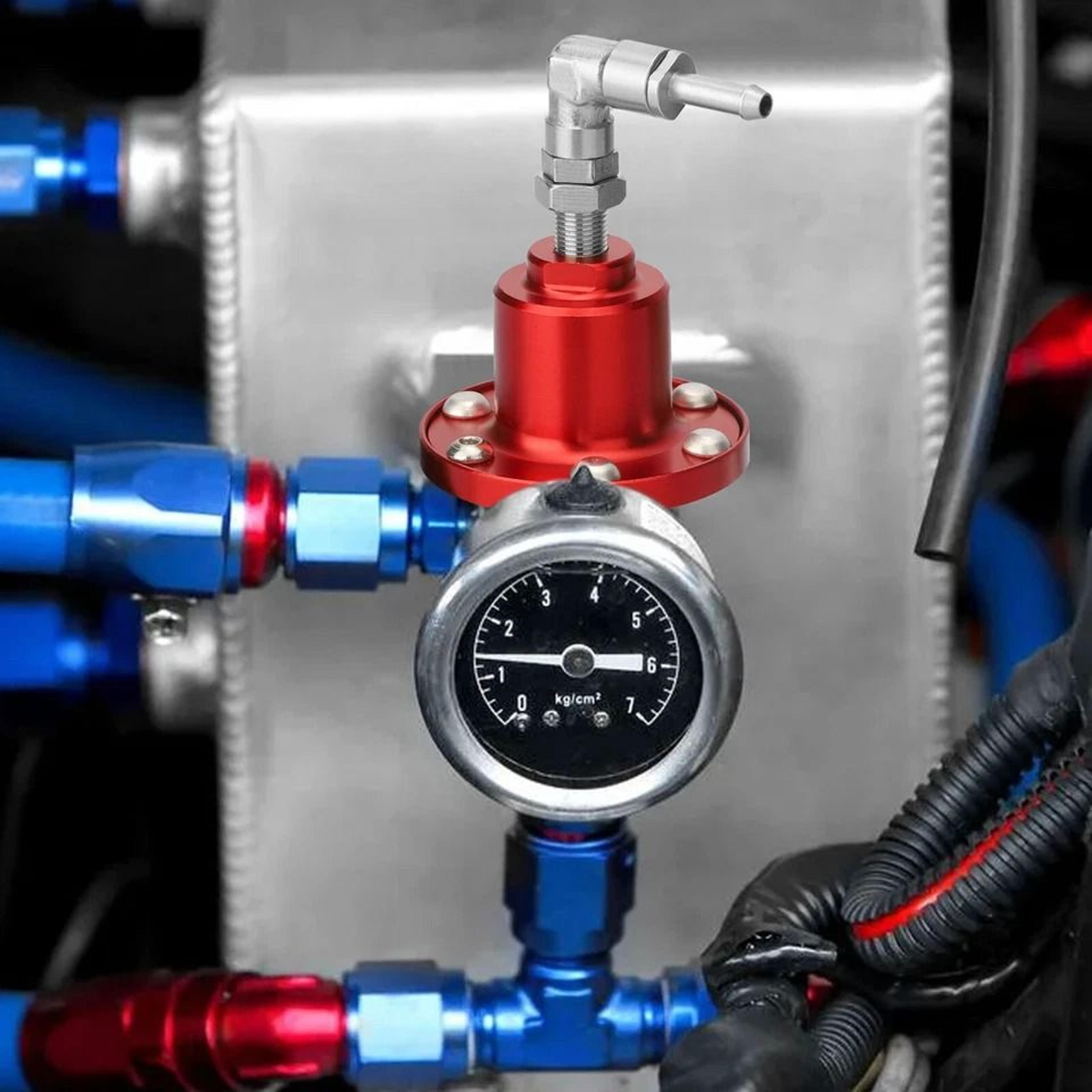 adjustable auto car fuel pressure regulator with oil-filled gauge for high-performance engines