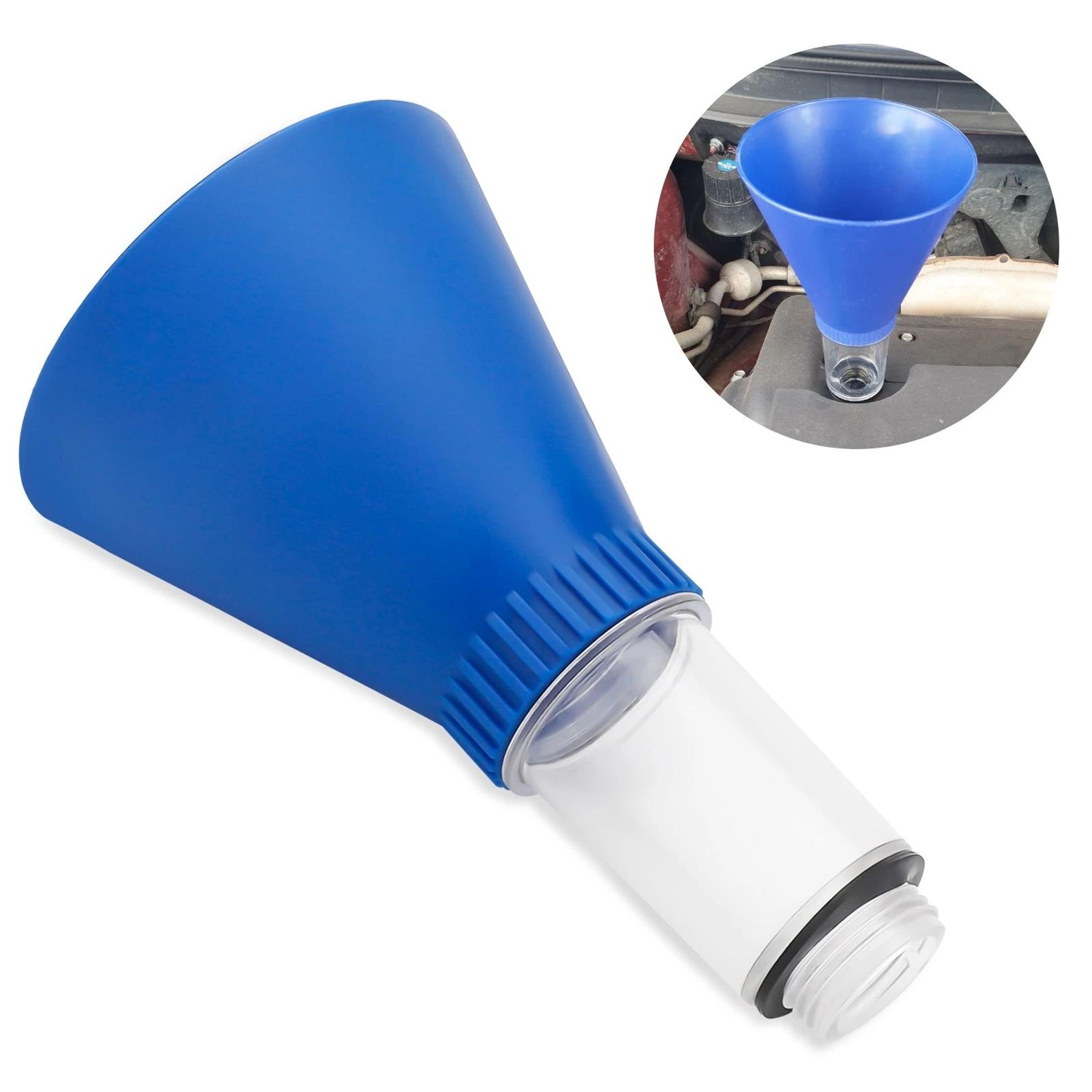 hands free locking oil funnel threaded adapter, spill free engine oil pouring tool