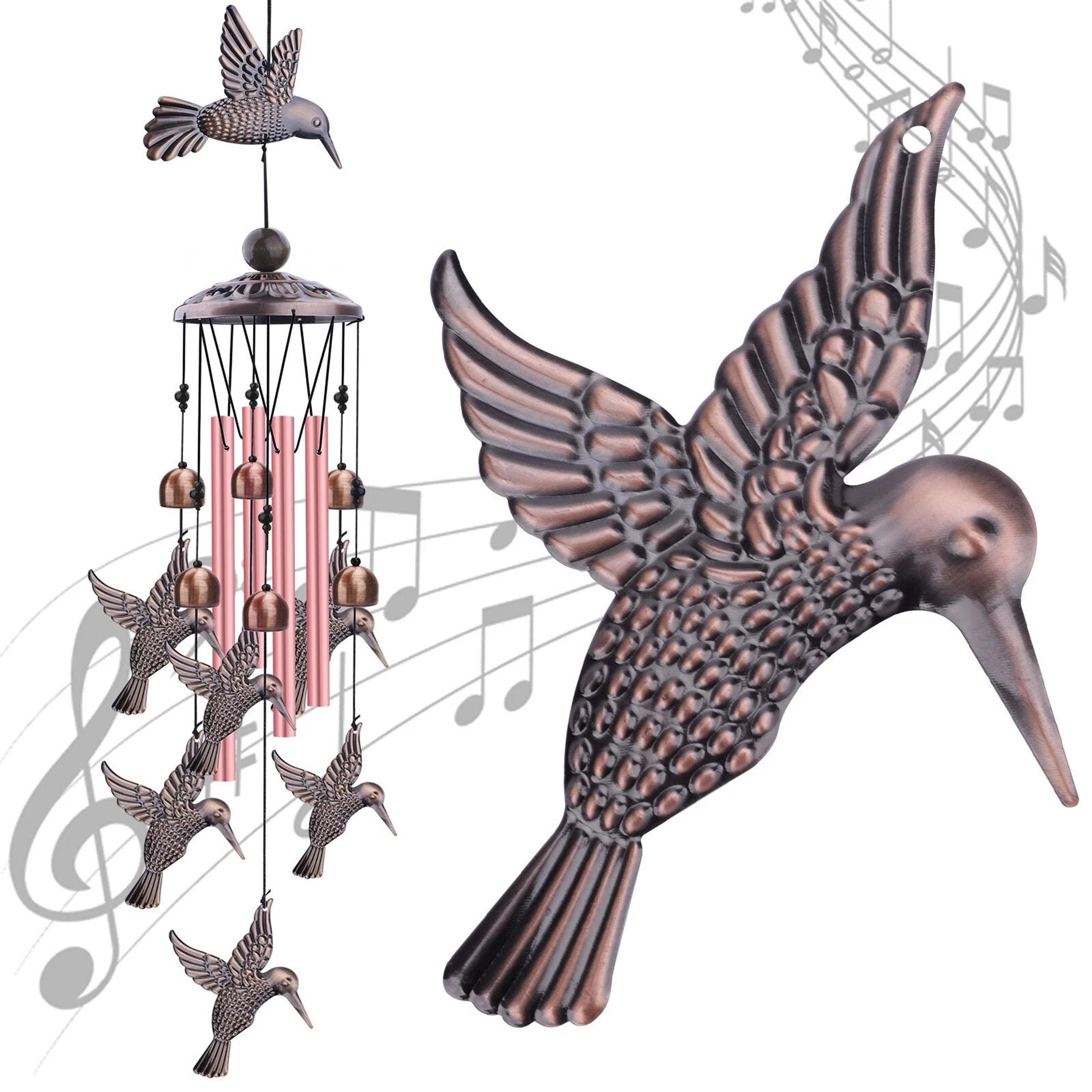 large hummingbird metal wind chimes - outdoor garden tubes bells for home decor & gift