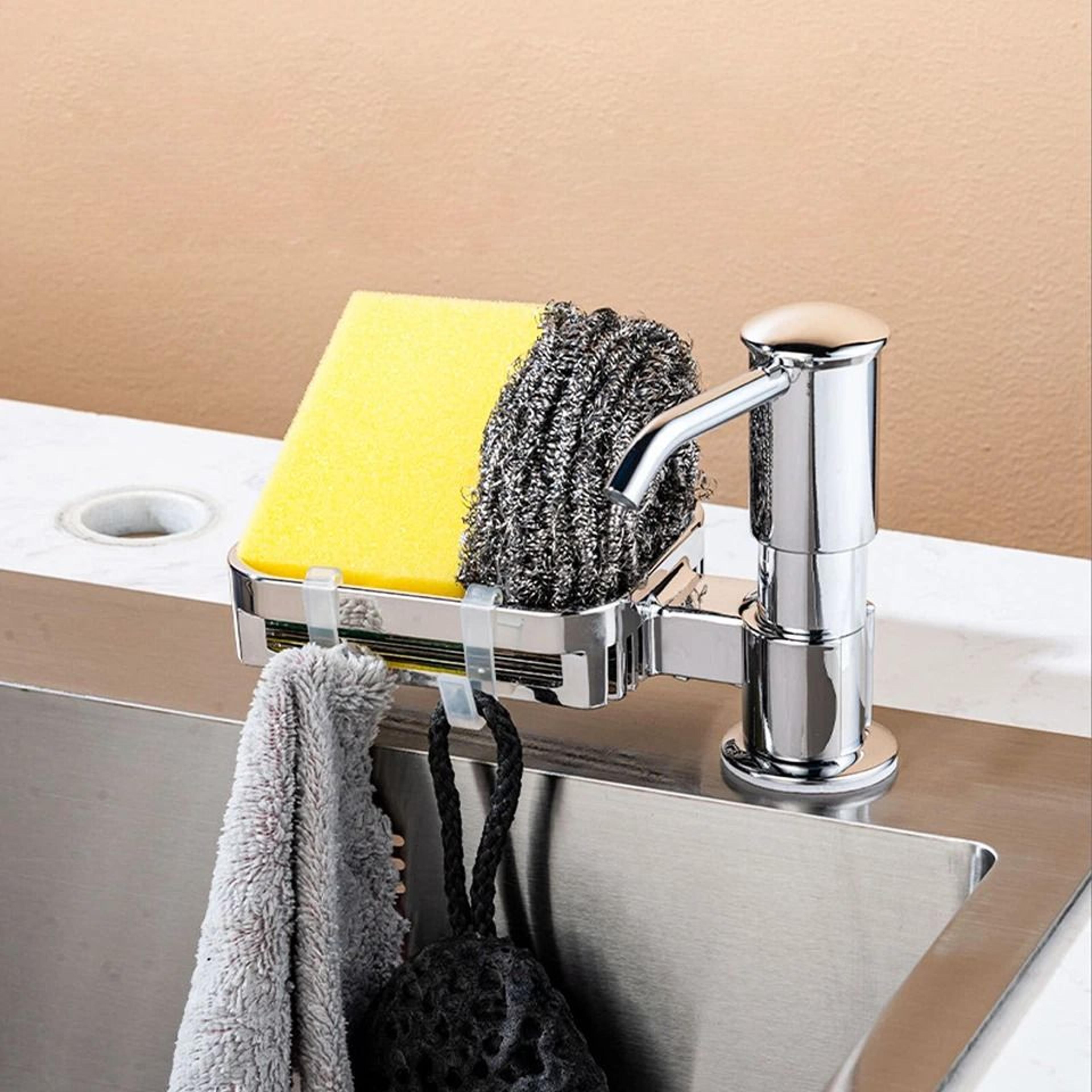 sink soap dispenser with sponge holder, liquid pump tube for kitchen
