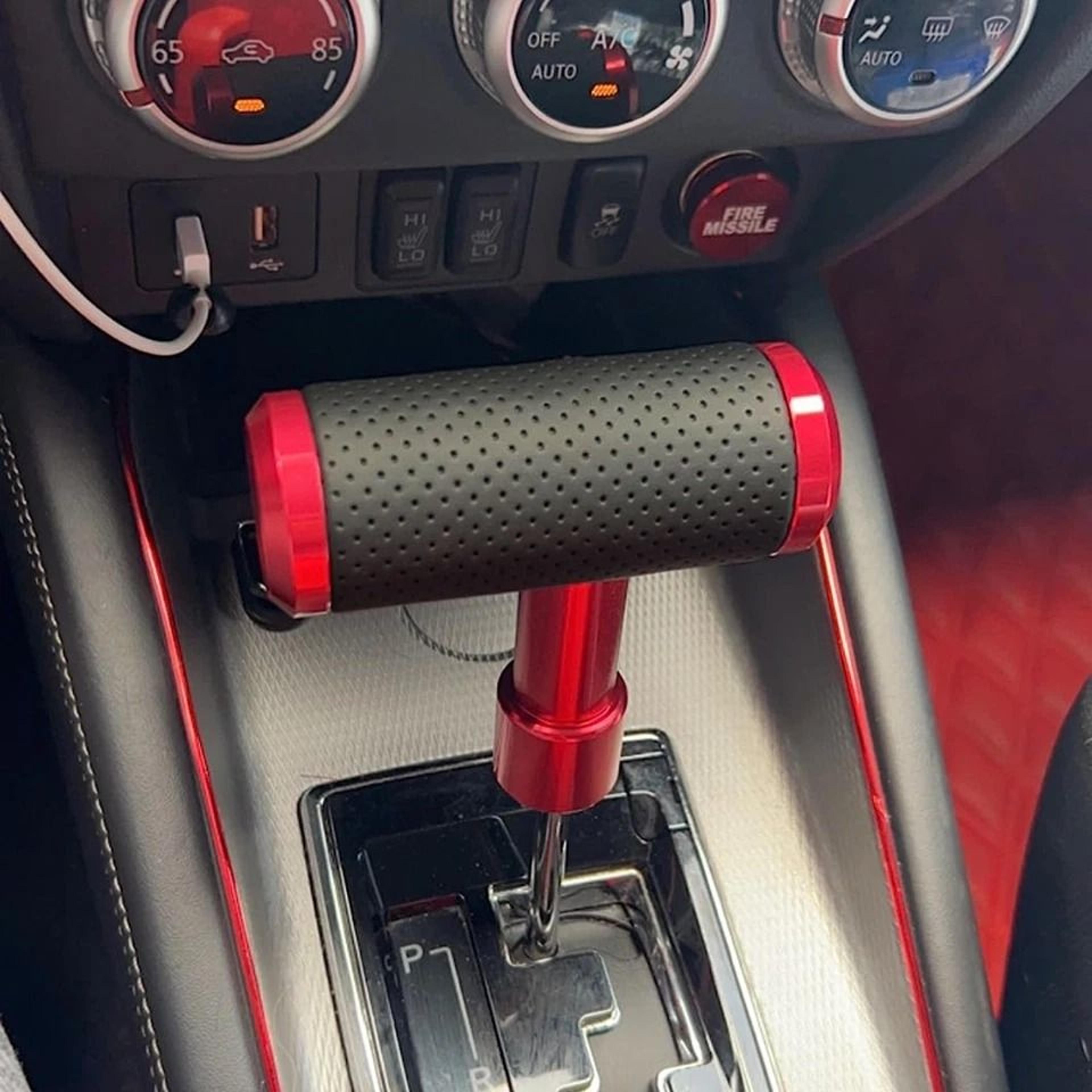 universal aircraft style gear shift knob for auto - manual & automatic transmission, leather t-handle