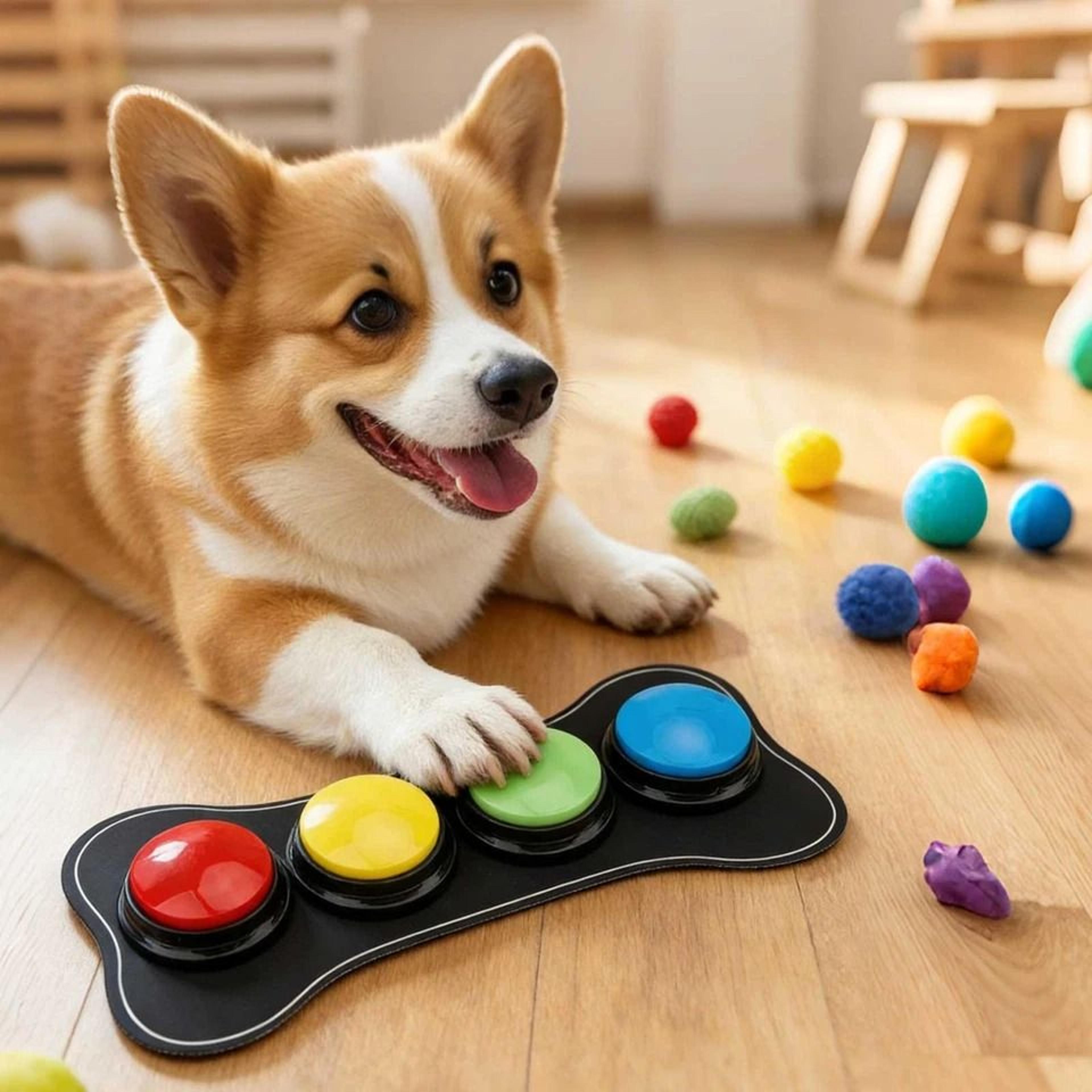 dog talking button communication set - recordable voice buttons with non-slip pad & stickers for pet training