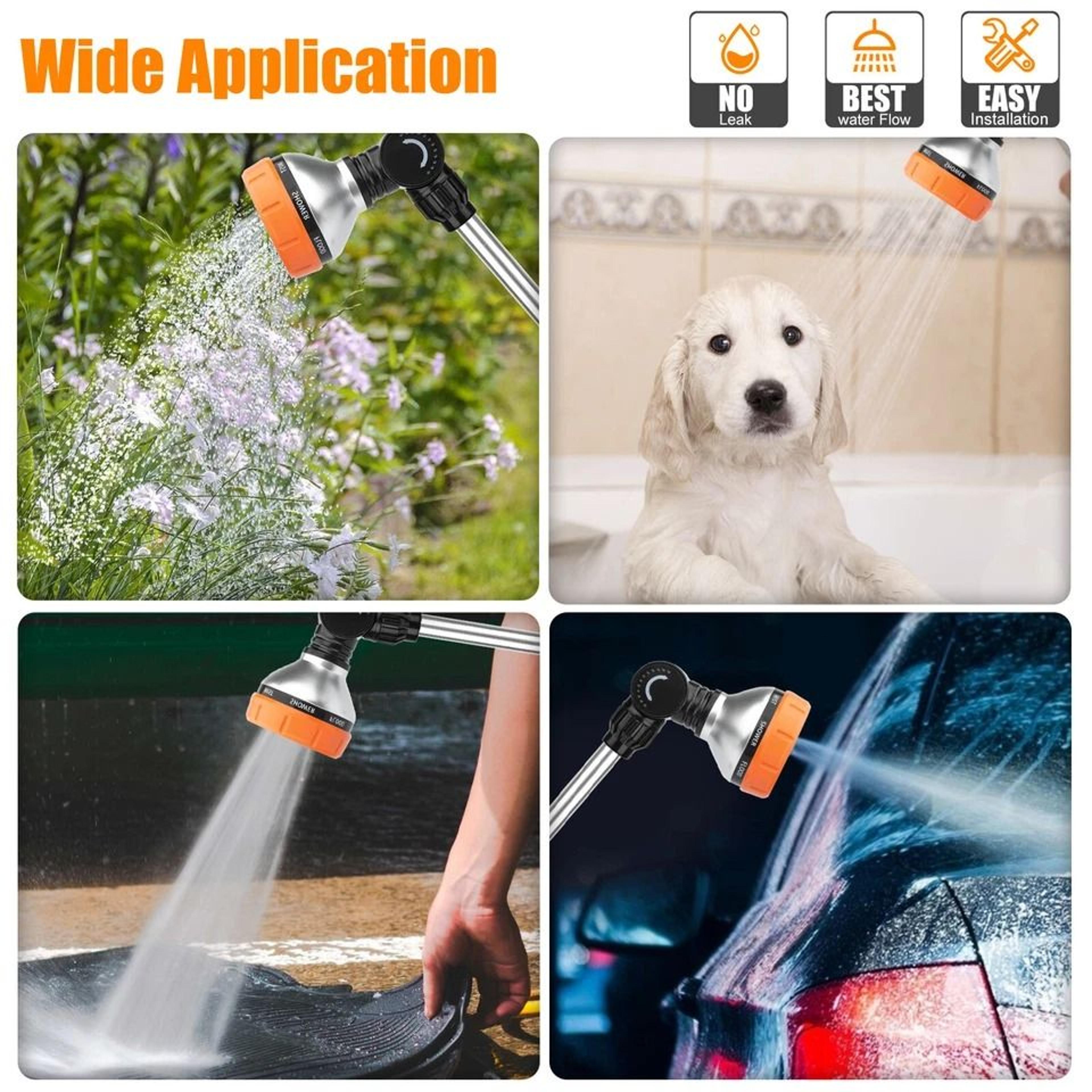 heavy duty metal watering wand for garden hose – ratcheting head with watering patterns