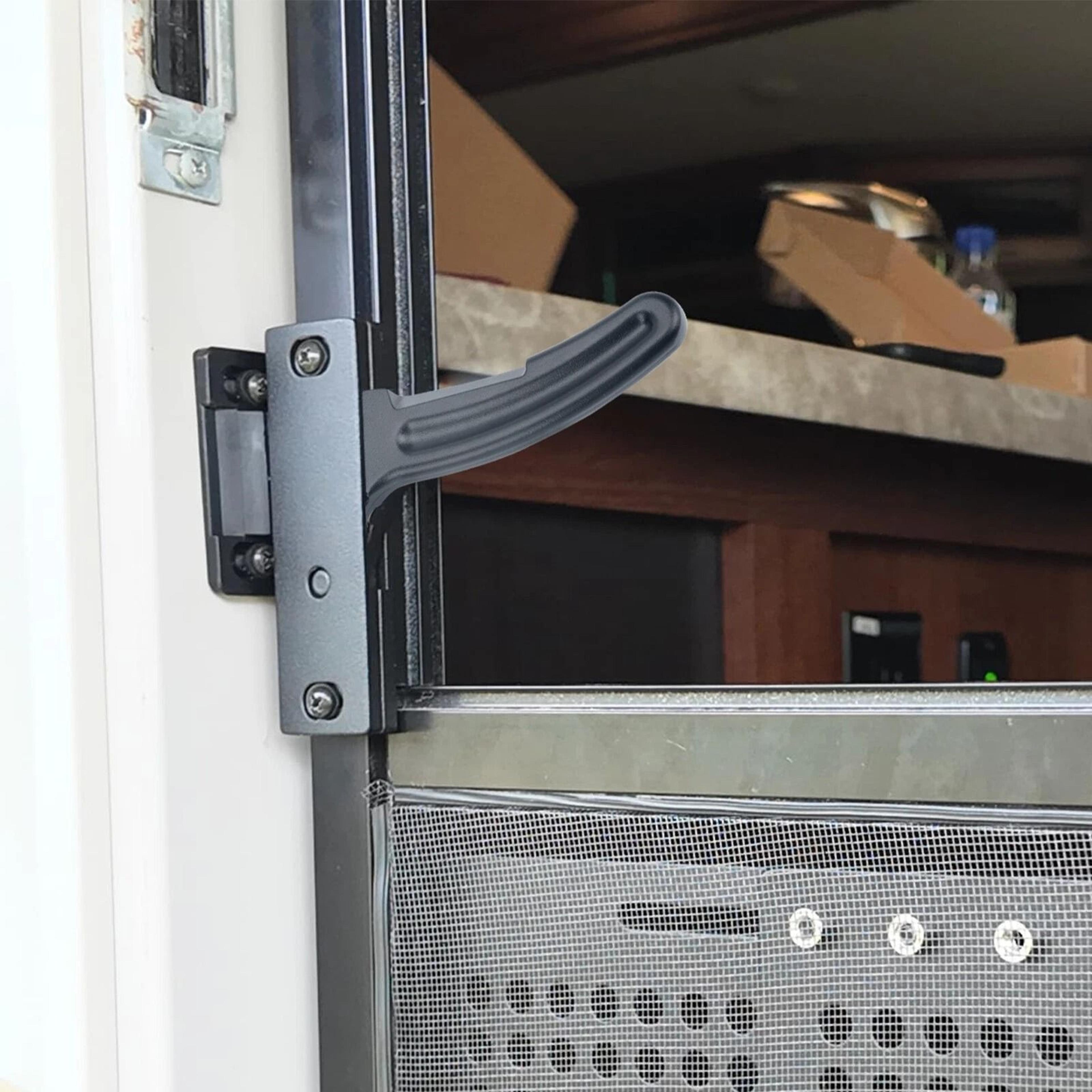 aluminum rv screen door latch kit - right handle replacement for travel trailers & motorhomes