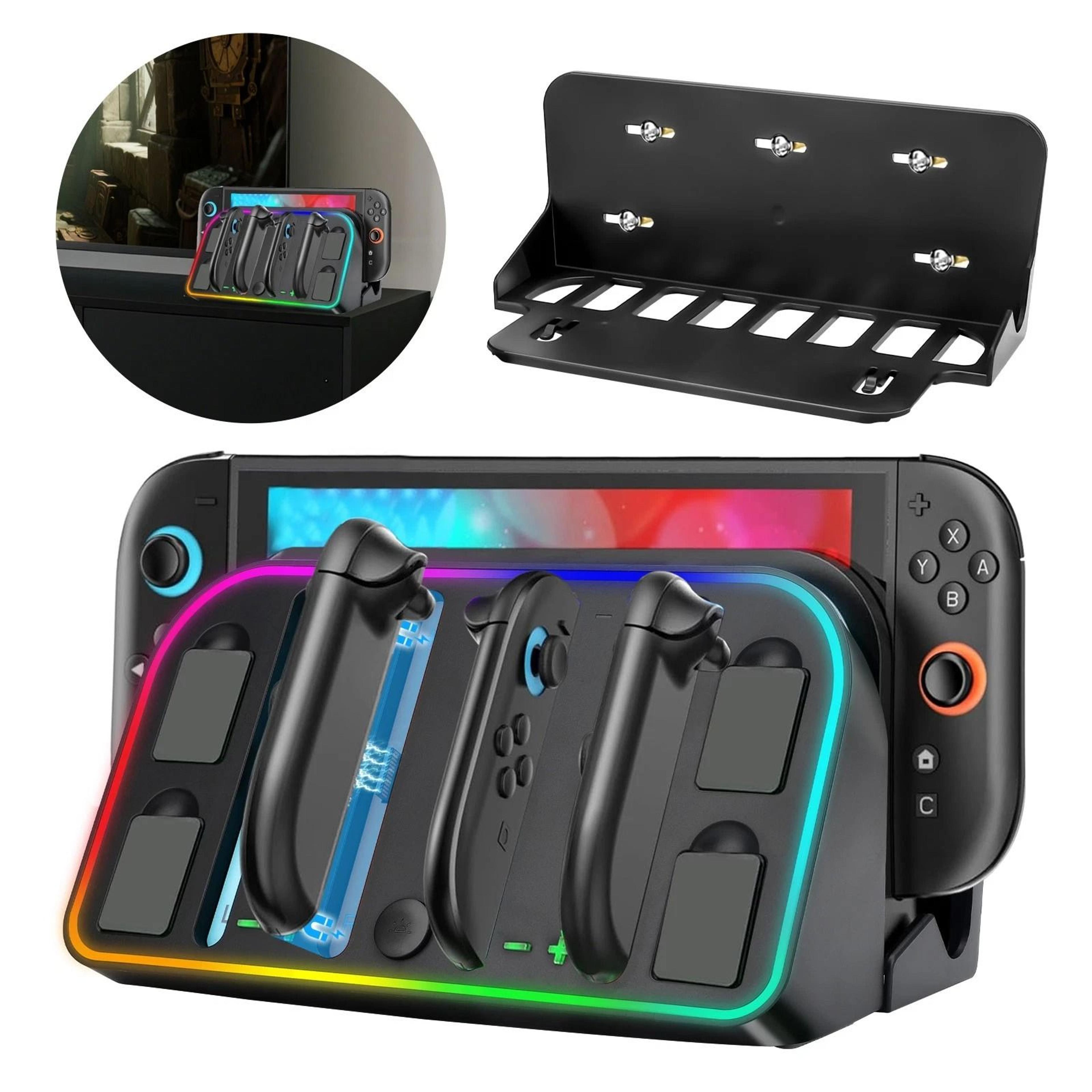 rgb magnetic charging dock station – wall mount charger with fast charging & rgb lighting mode