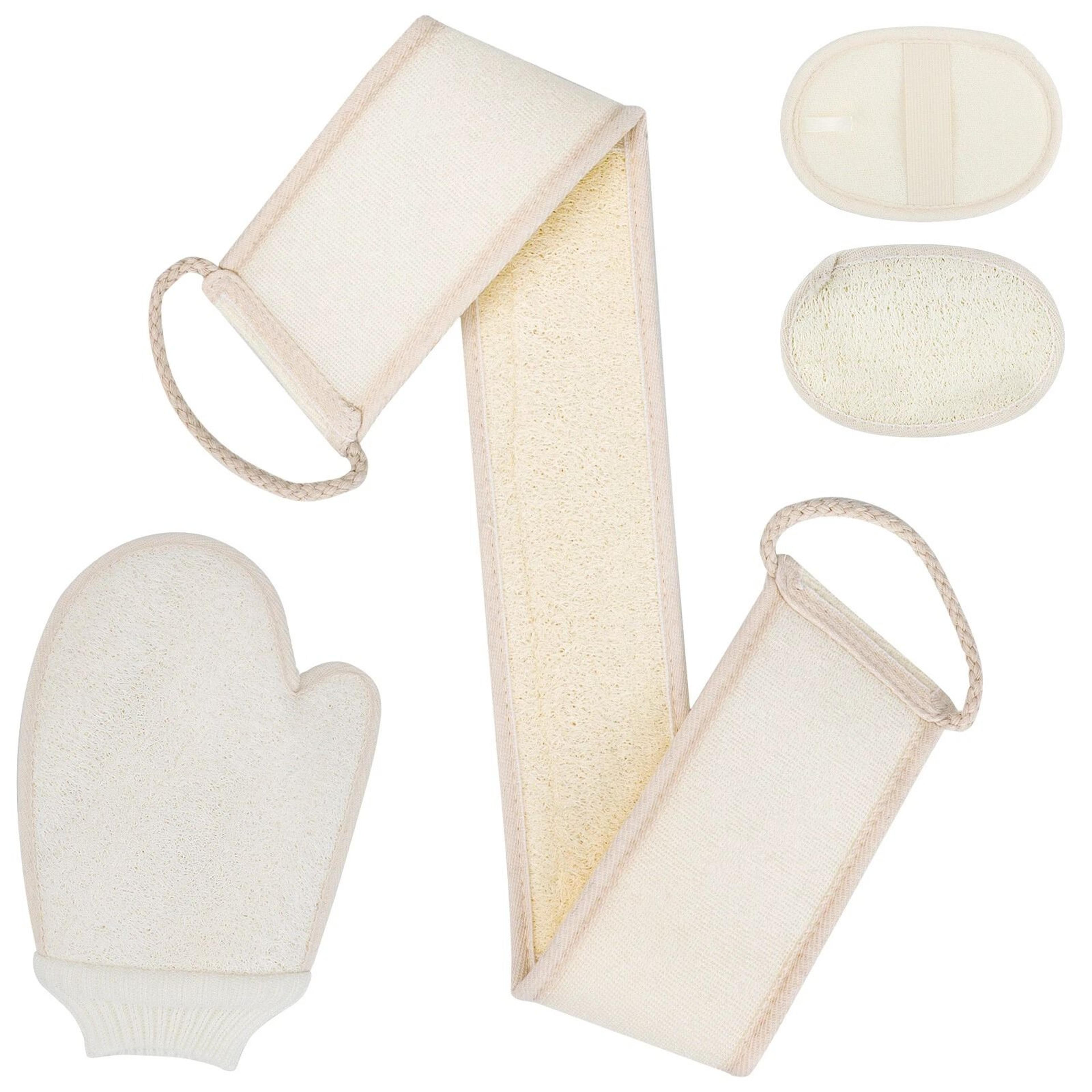 natural loofah exfoliating back scrubber set – eco-friendly bath sponge pads for soft, healthy skin