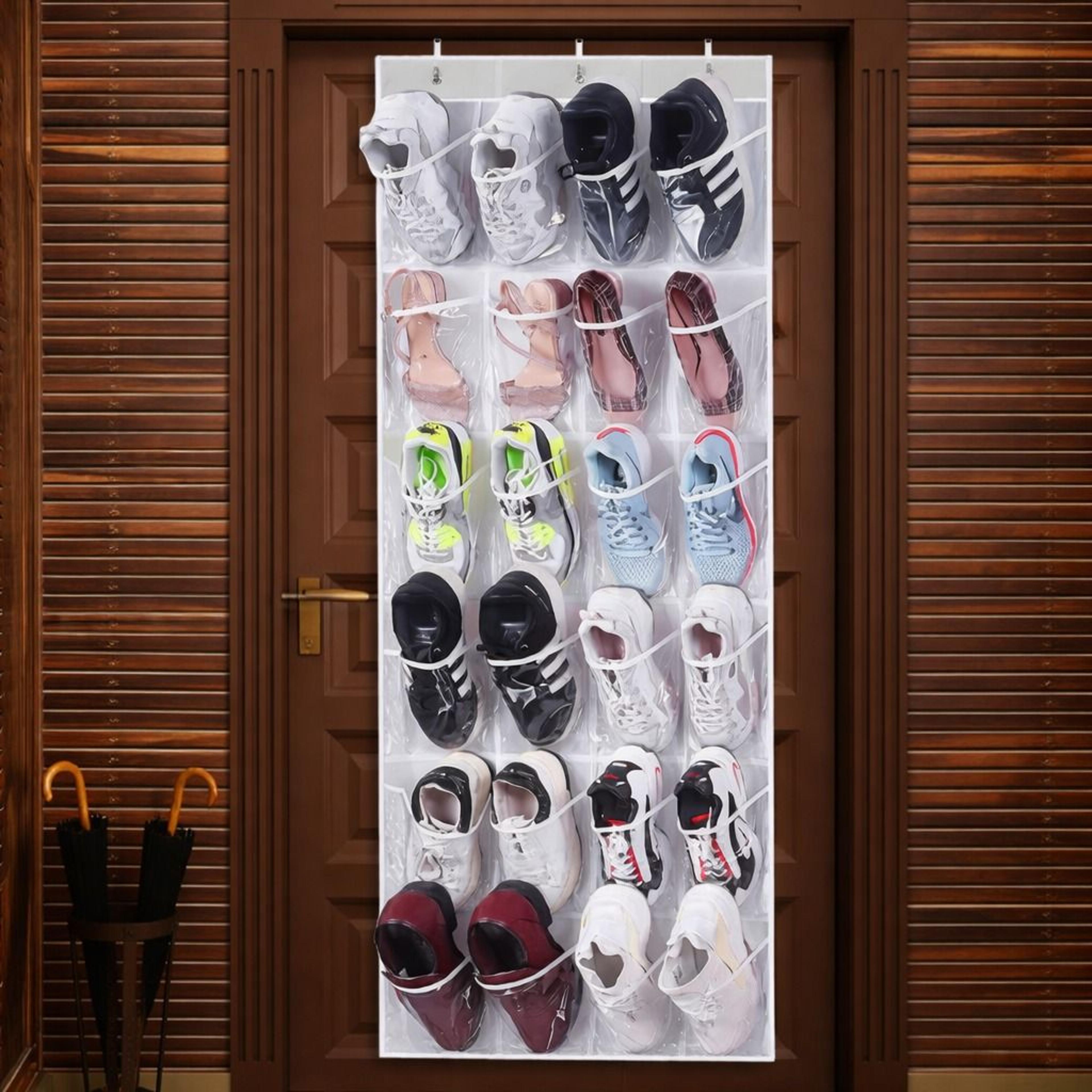 grids over door shoe organizer rack - hanging storage holder for shoes and accessories