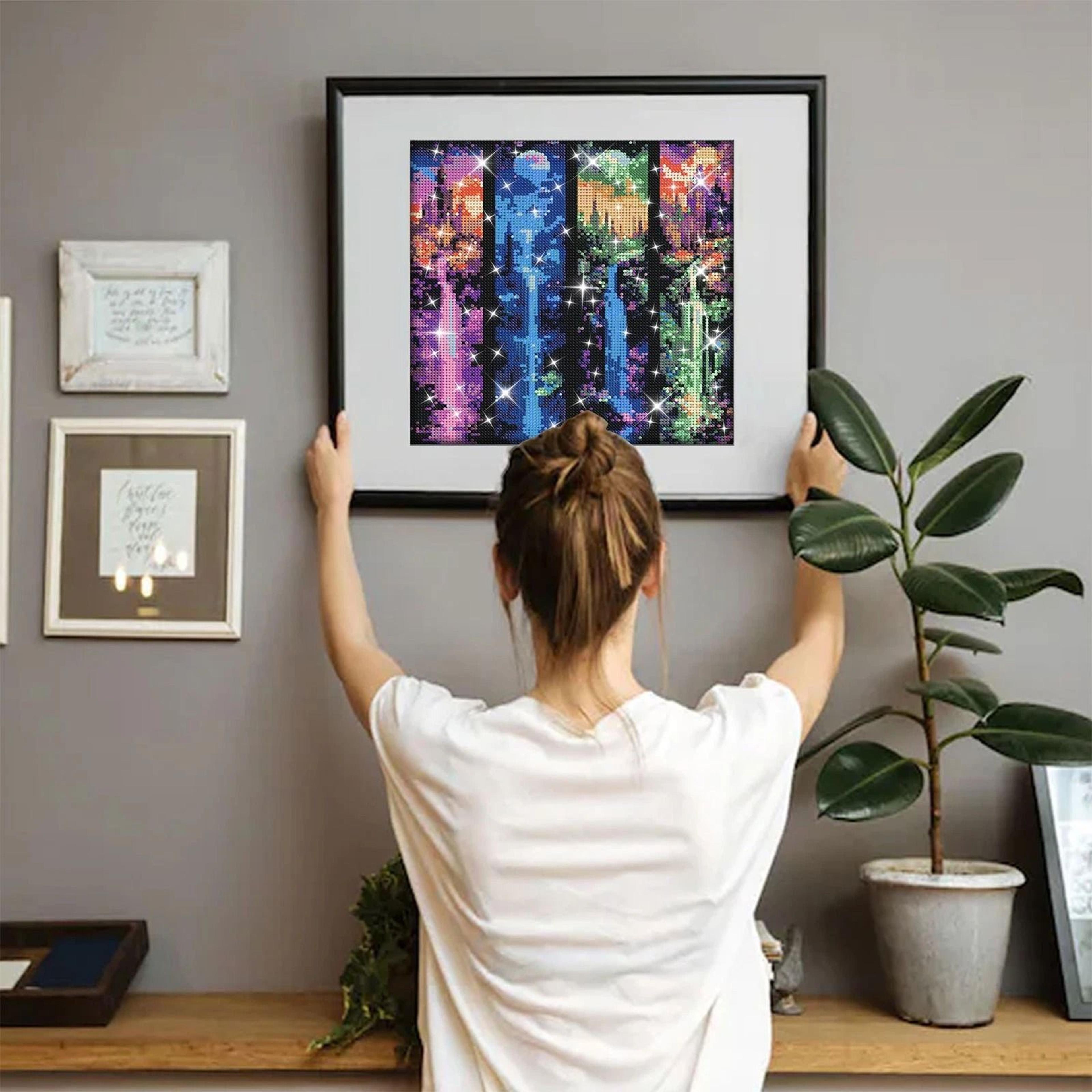moon & castle diamond painting kit for beginners – diy craft ornament with full drill, wall art decoration