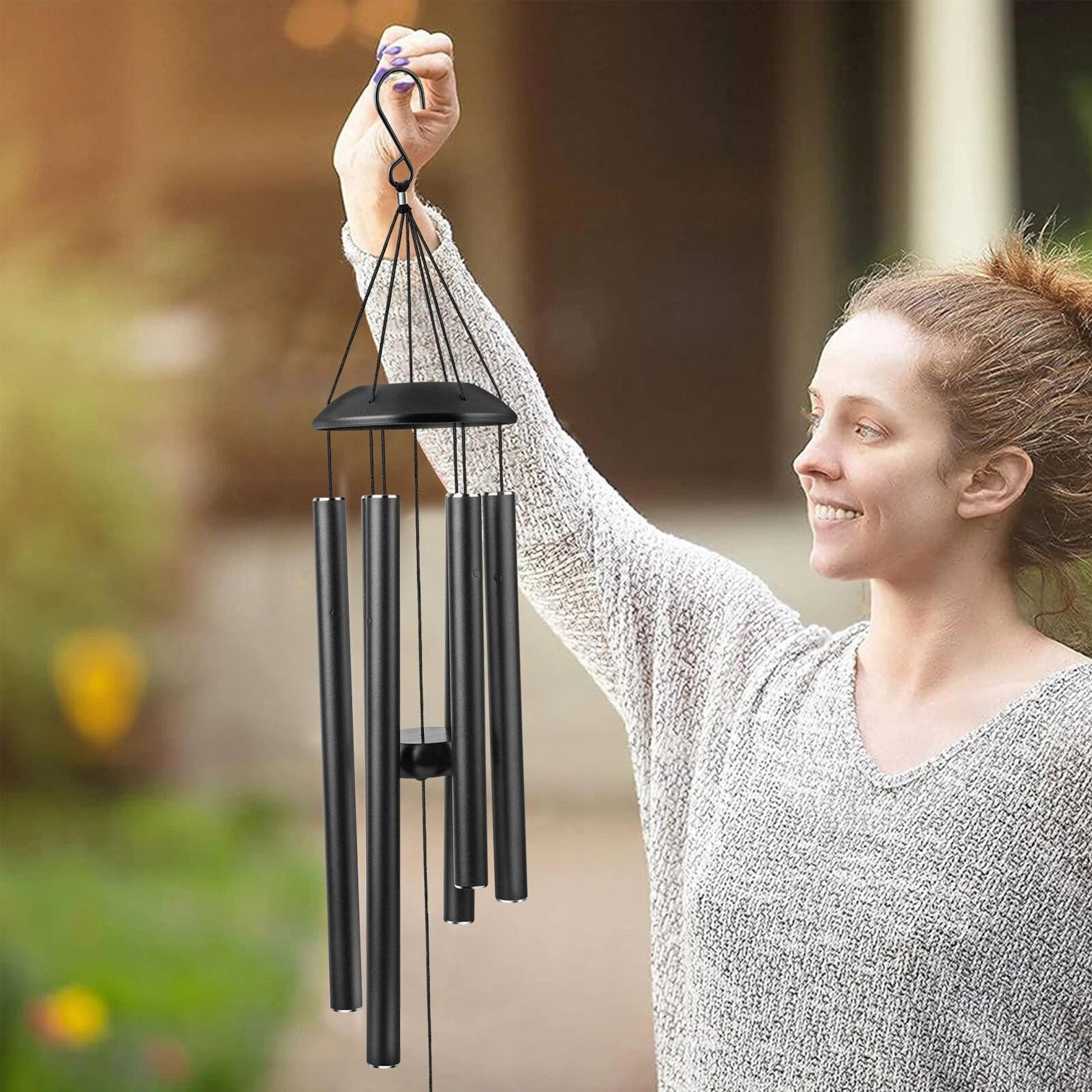 large deep tone wind chimes – adjustable, tuned aluminum garden decor for outdoors