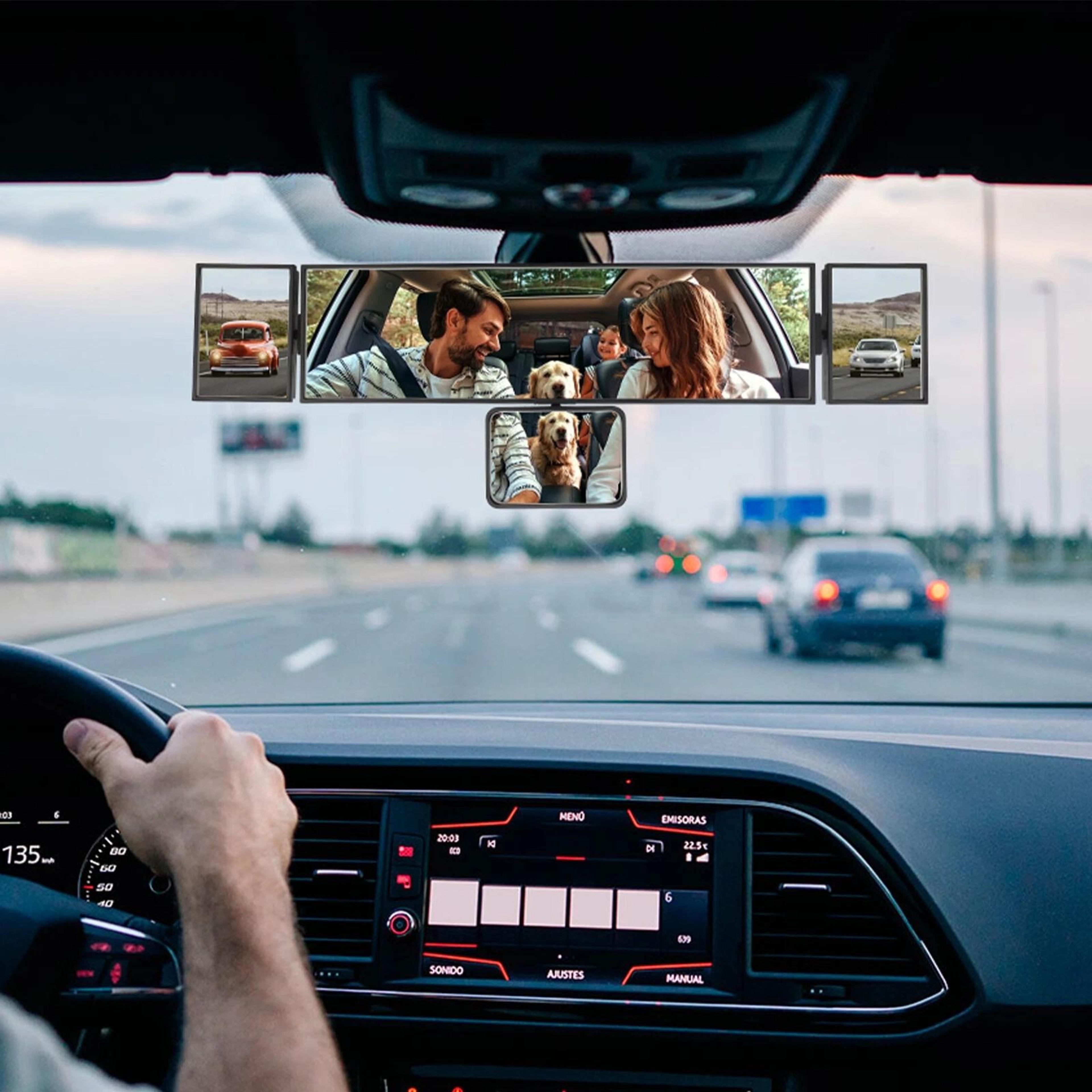 wide angle rear view mirror with baby mirror clip-on for cars