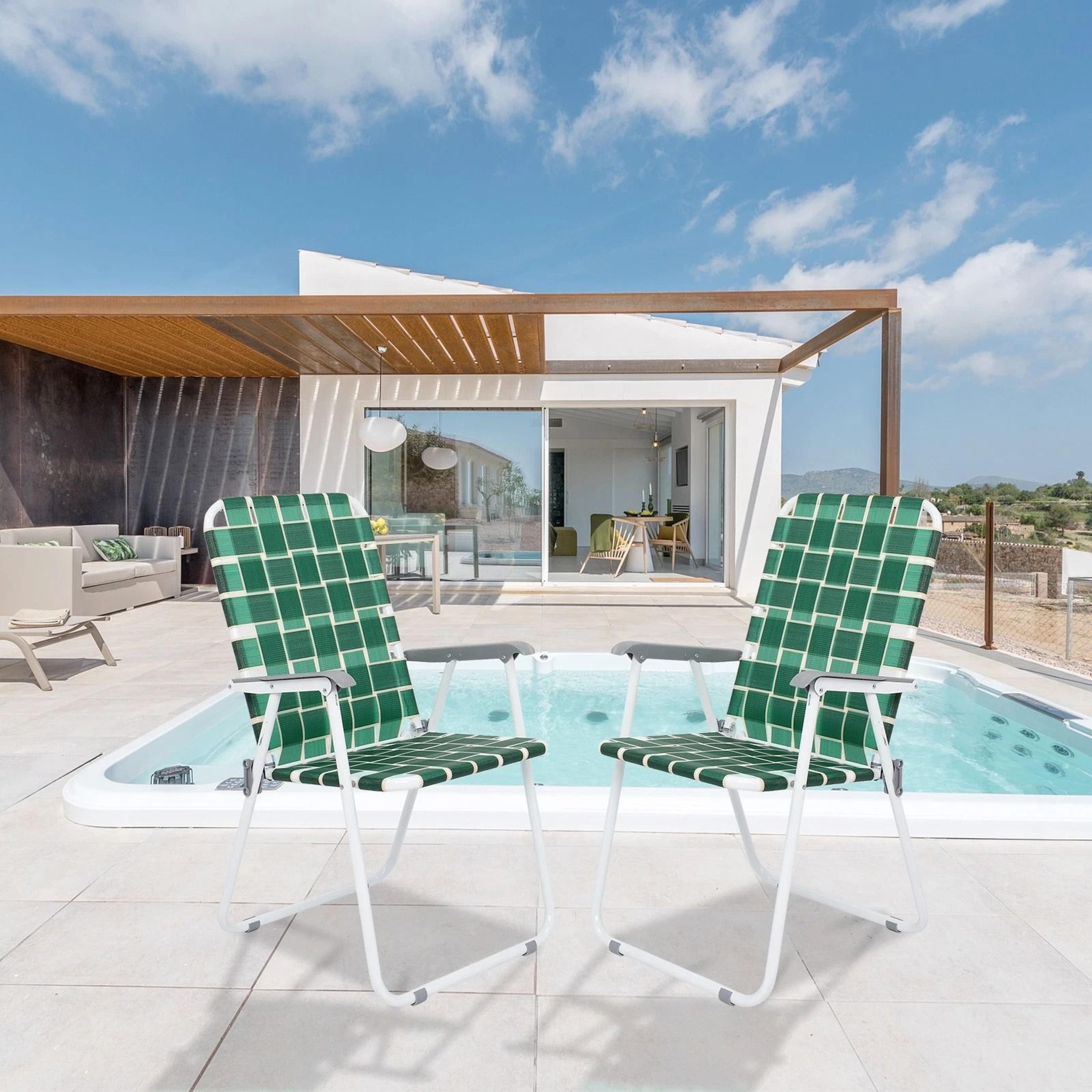 heavy duty folding webbed lawn beach chair – portable, comfortable & durable for outdoor use