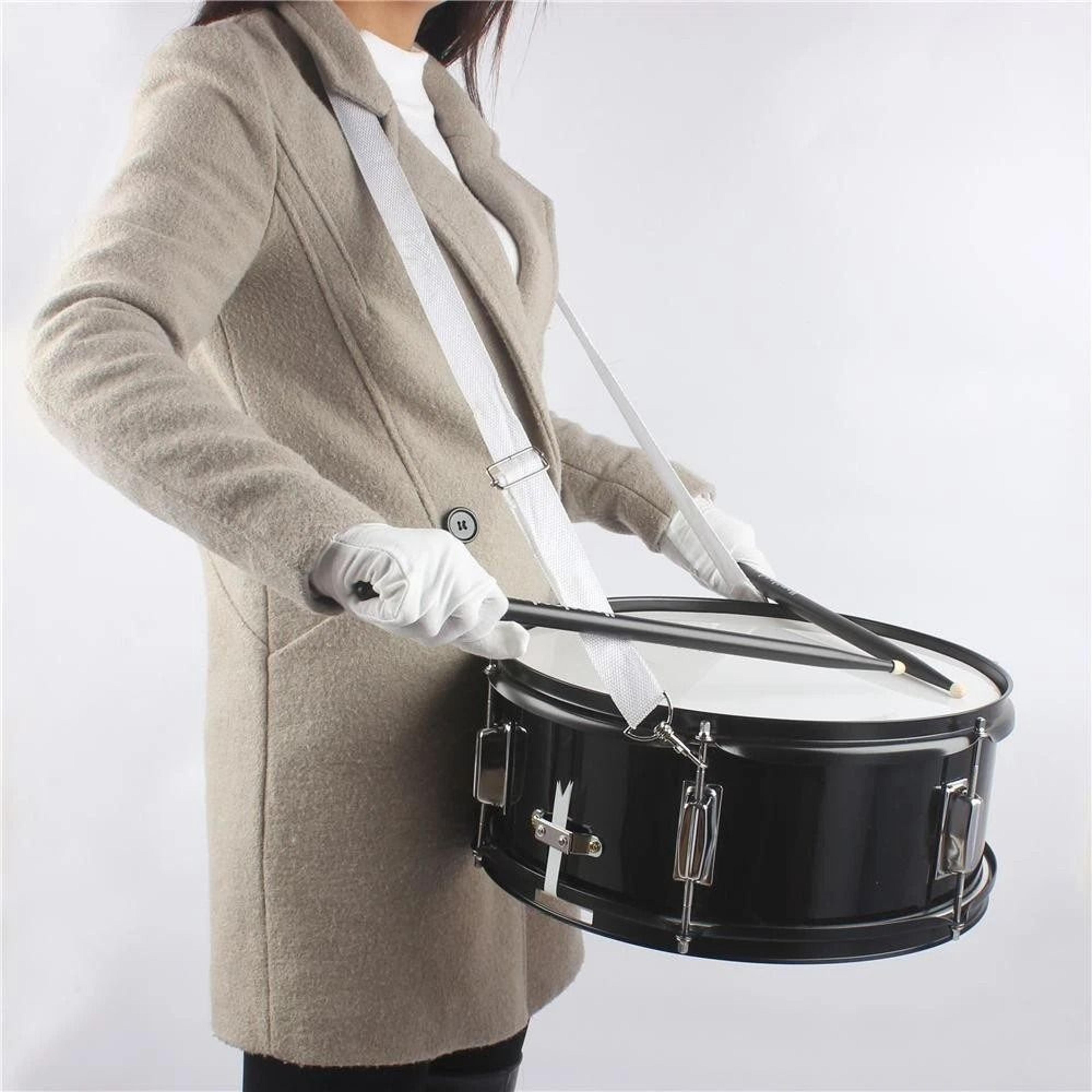 marching snare drum transparent with drum sticks