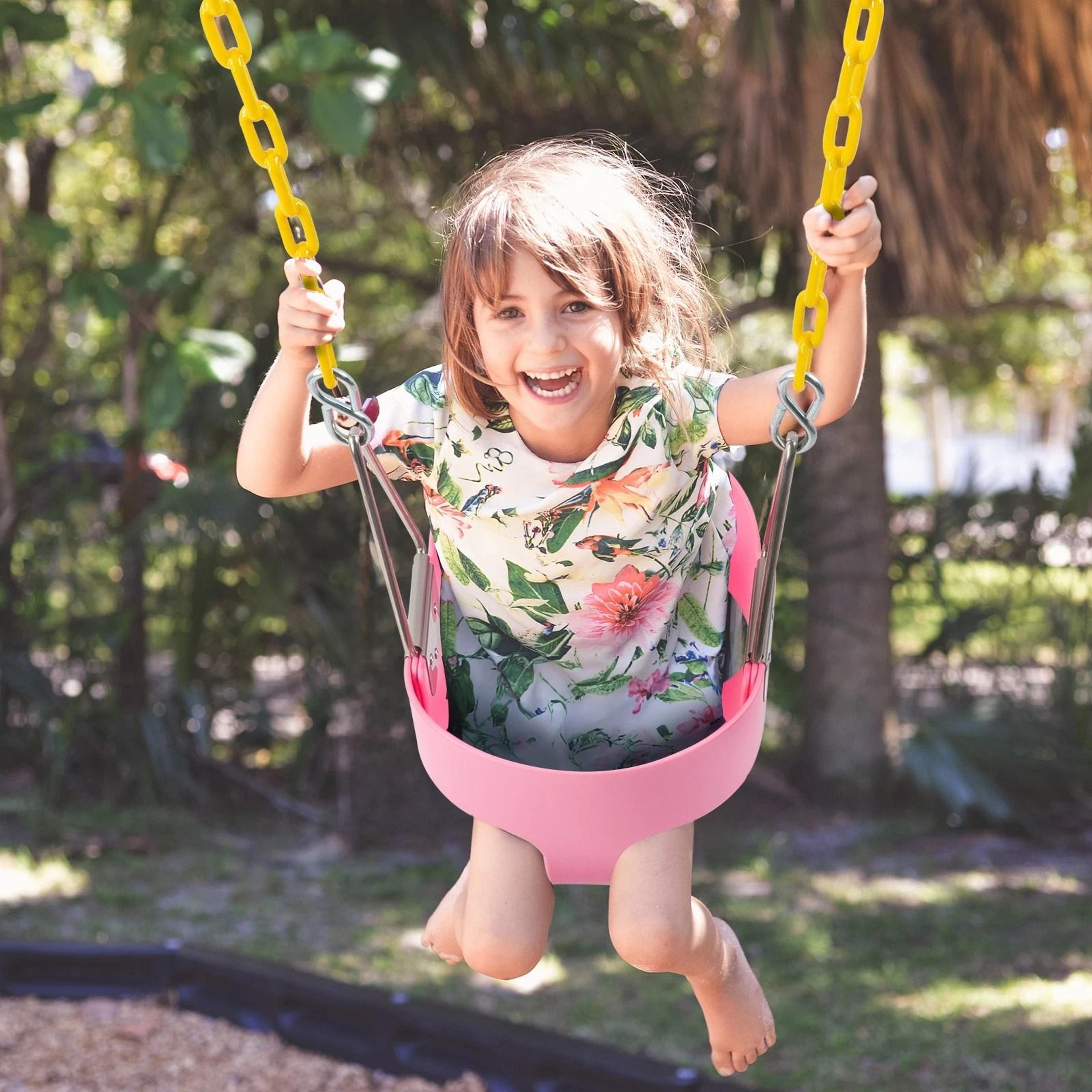heavy duty toddler swing seat with coated chains – full bucket baby swing for outdoor fun