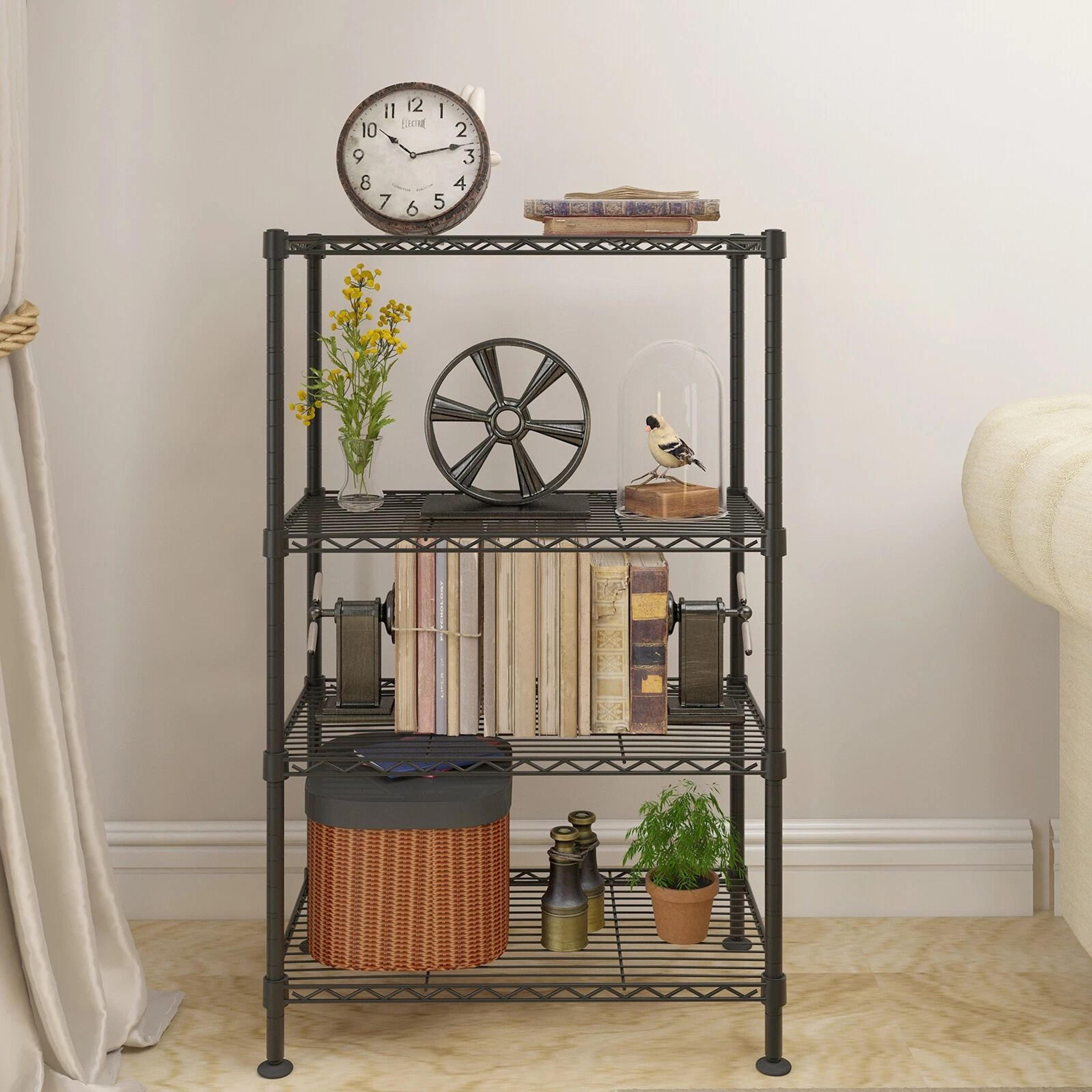 adjustable steel wire shelving rack for small space corner storage - metal storage solution