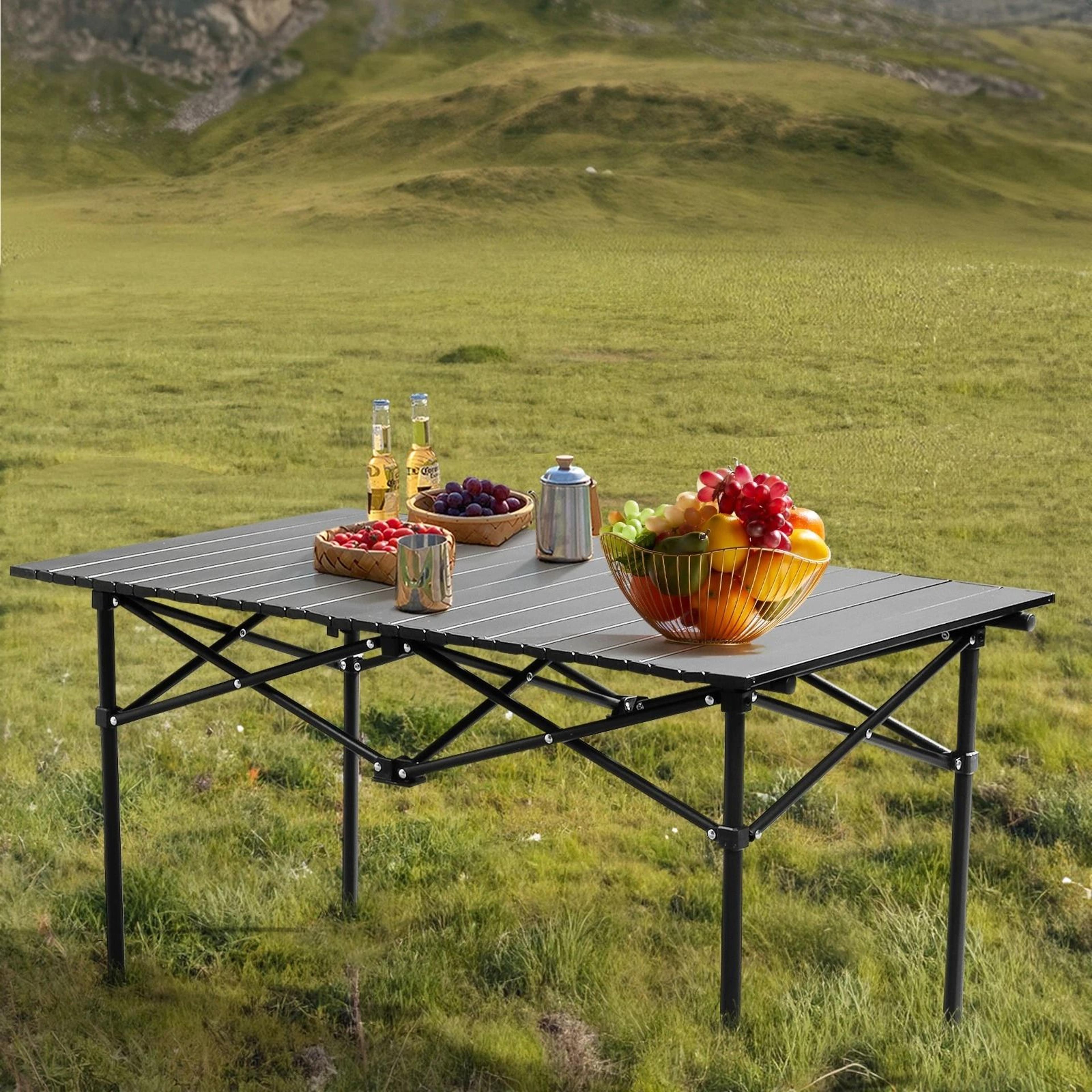 folding portable camping table – compact carbon steel outdoor picnic table