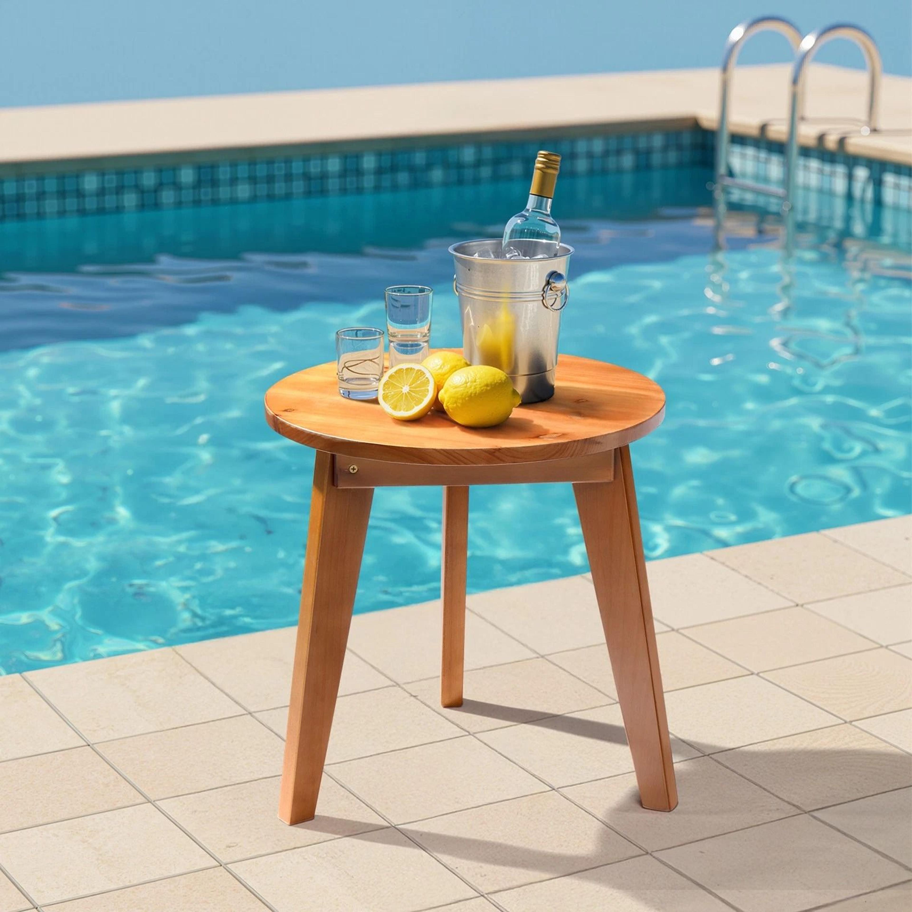 portable patio side coffee table – compact wood end table for indoor and outdoor use