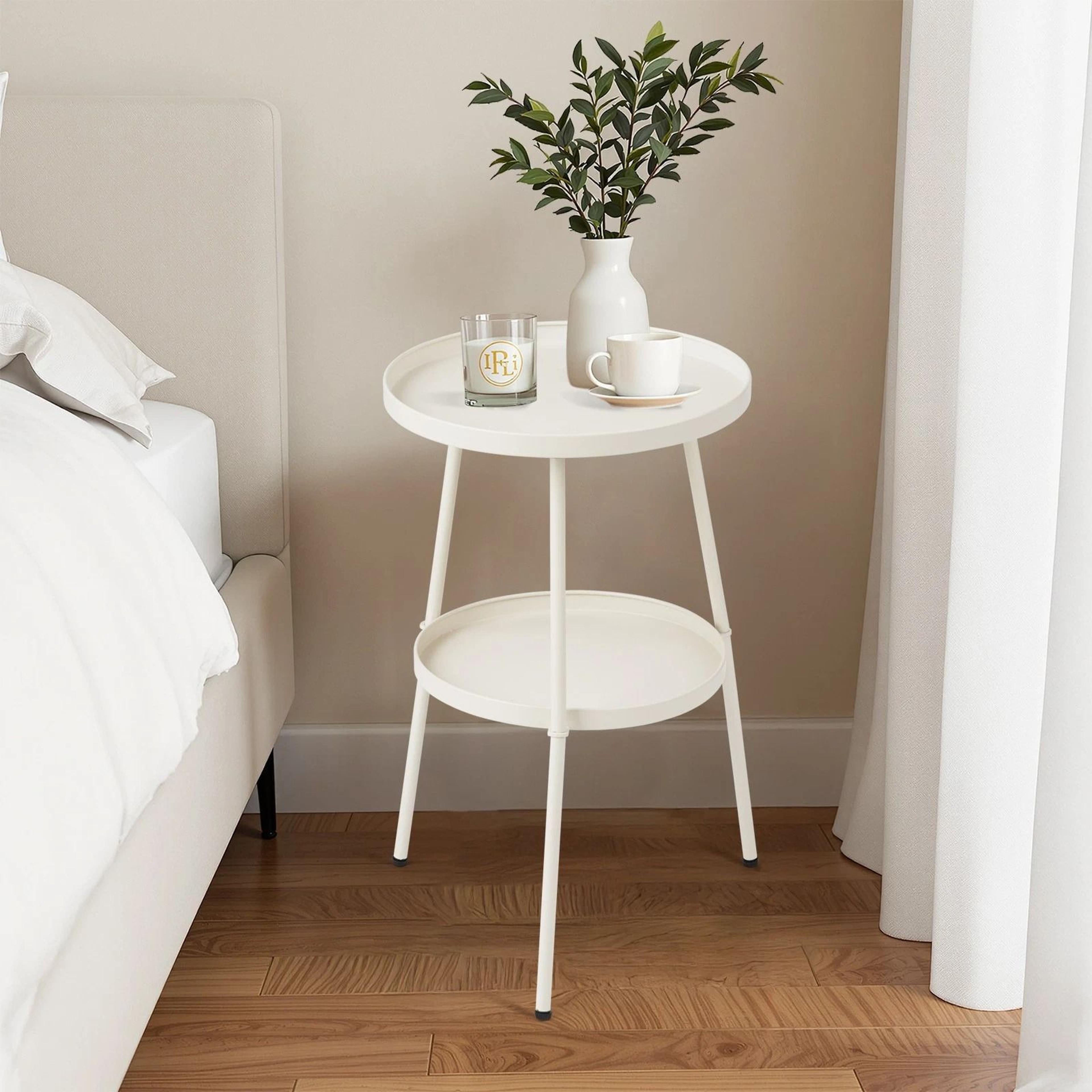 round metal side table for indoor & outdoor use – compact end table for patio, garden, and living room