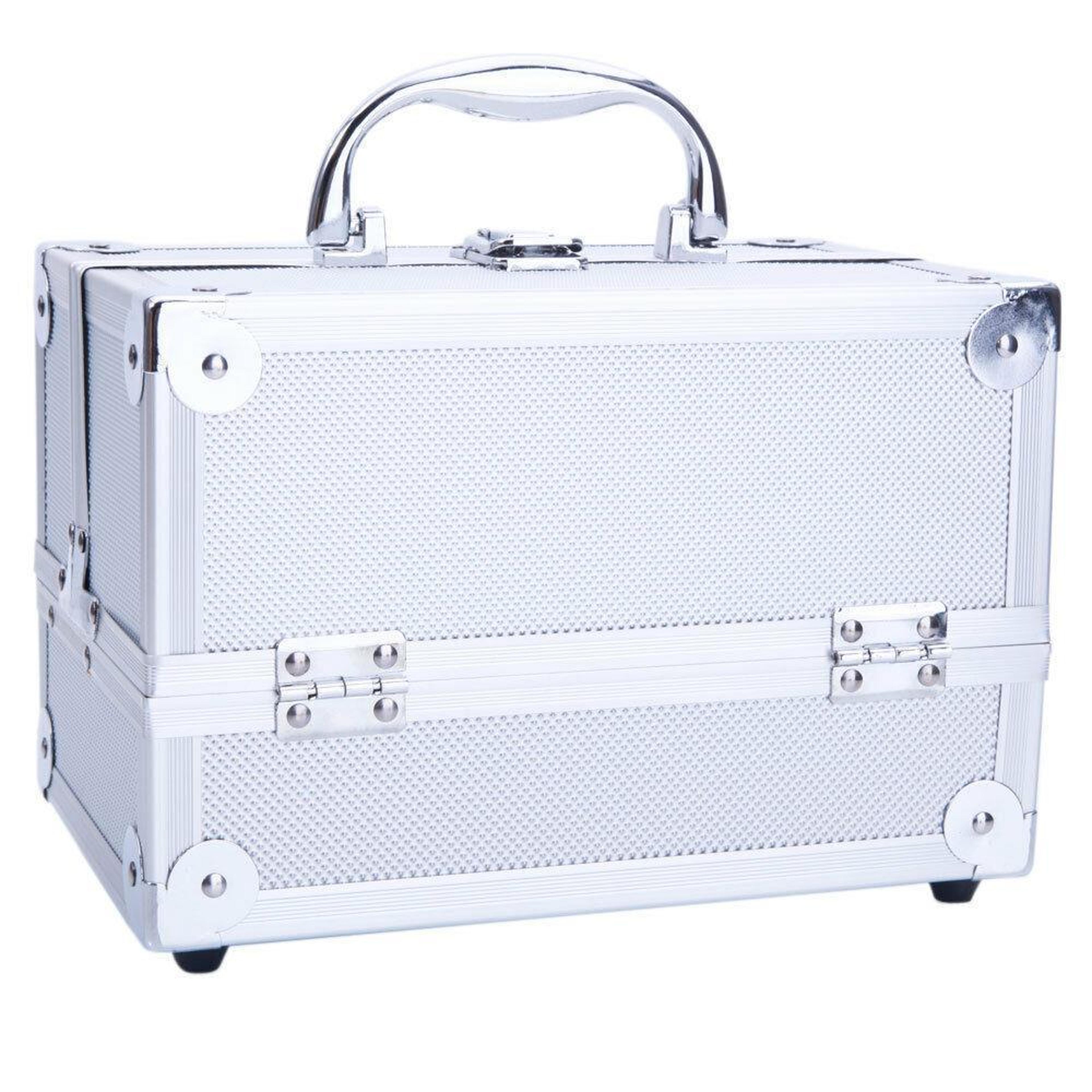 aluminum makeup and jewelry storage box – cosmetic button lock organizer for travel