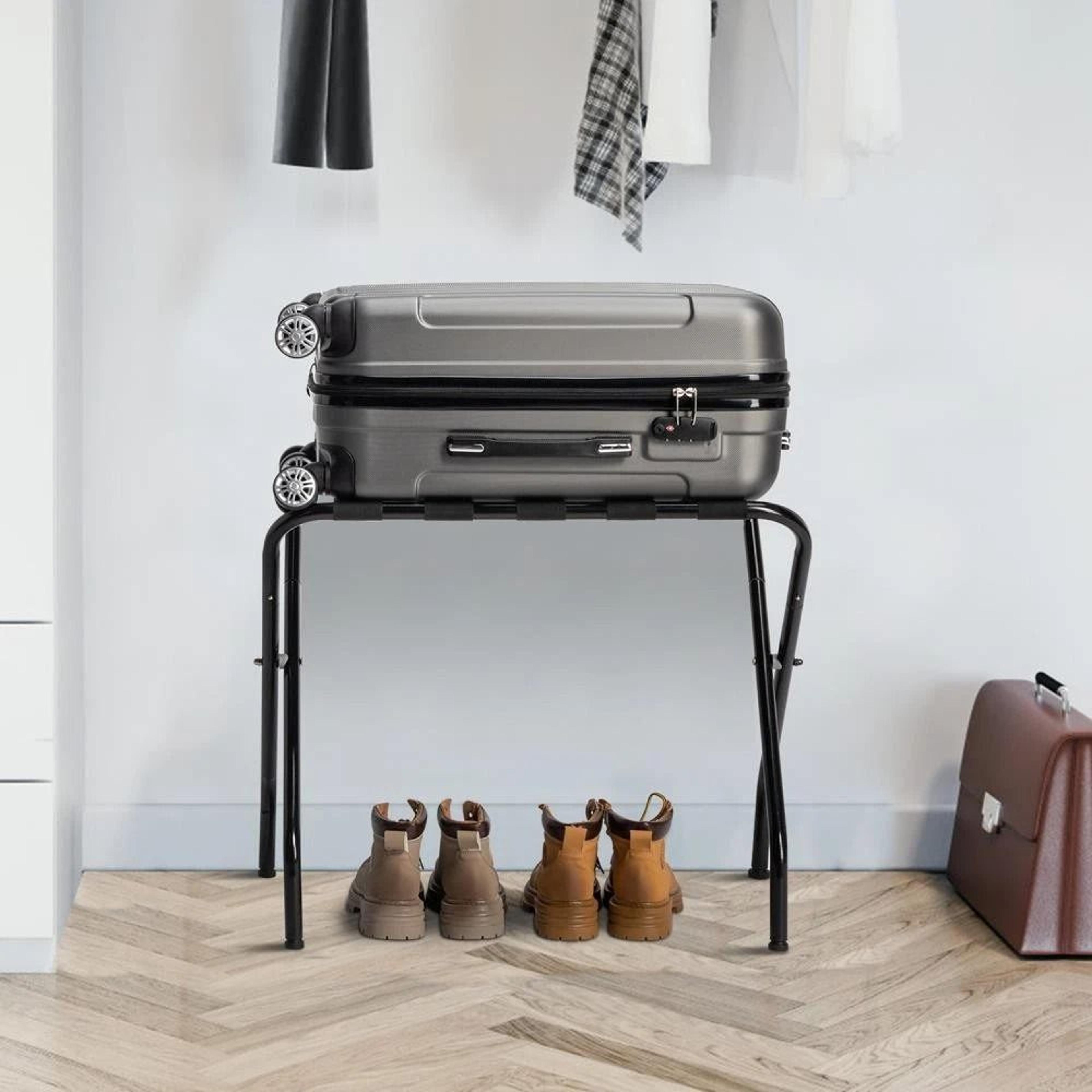 foldable metal luggage rack stand for guest rooms, bedrooms