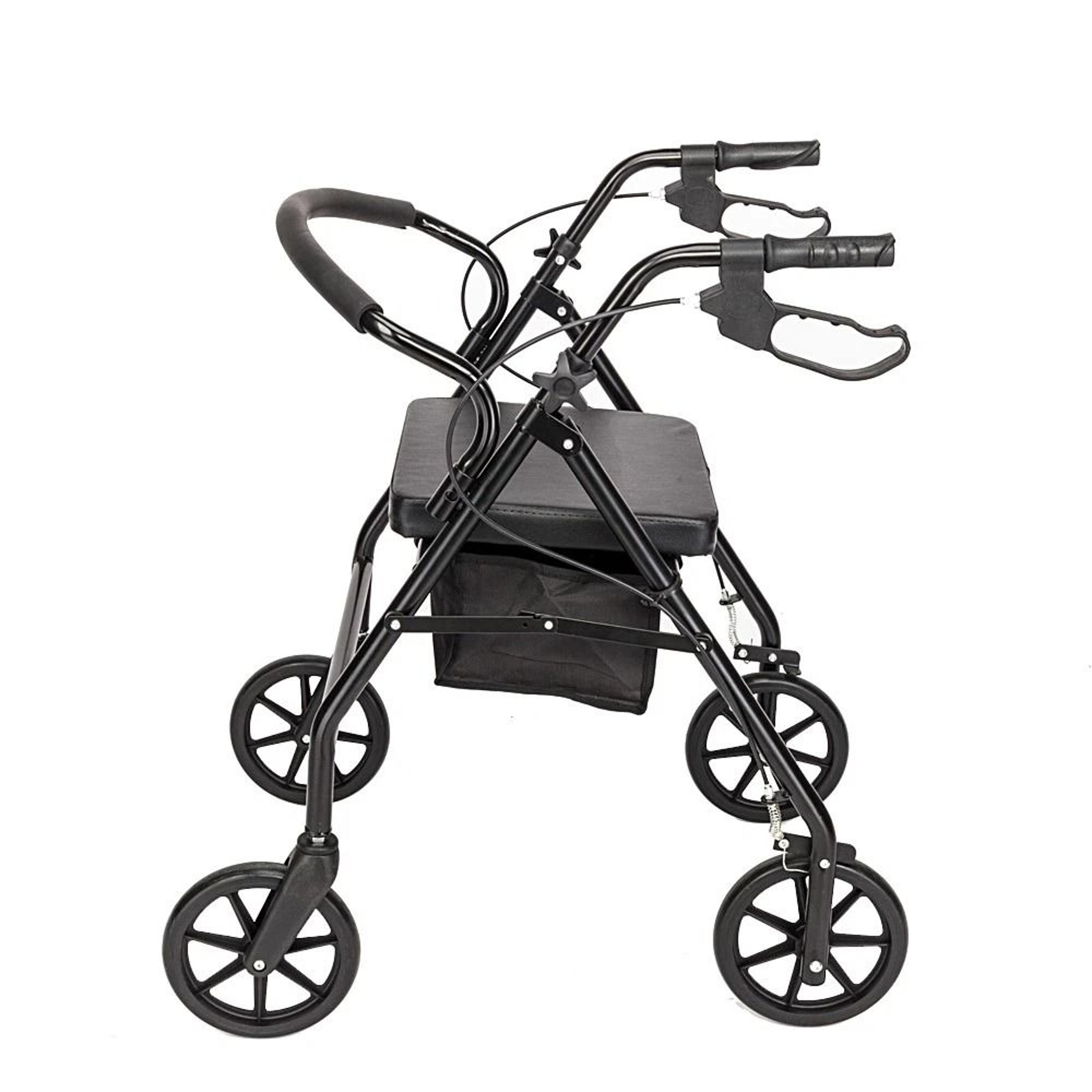lightweight aluminum rollator walker with curved back seat & adjustable height