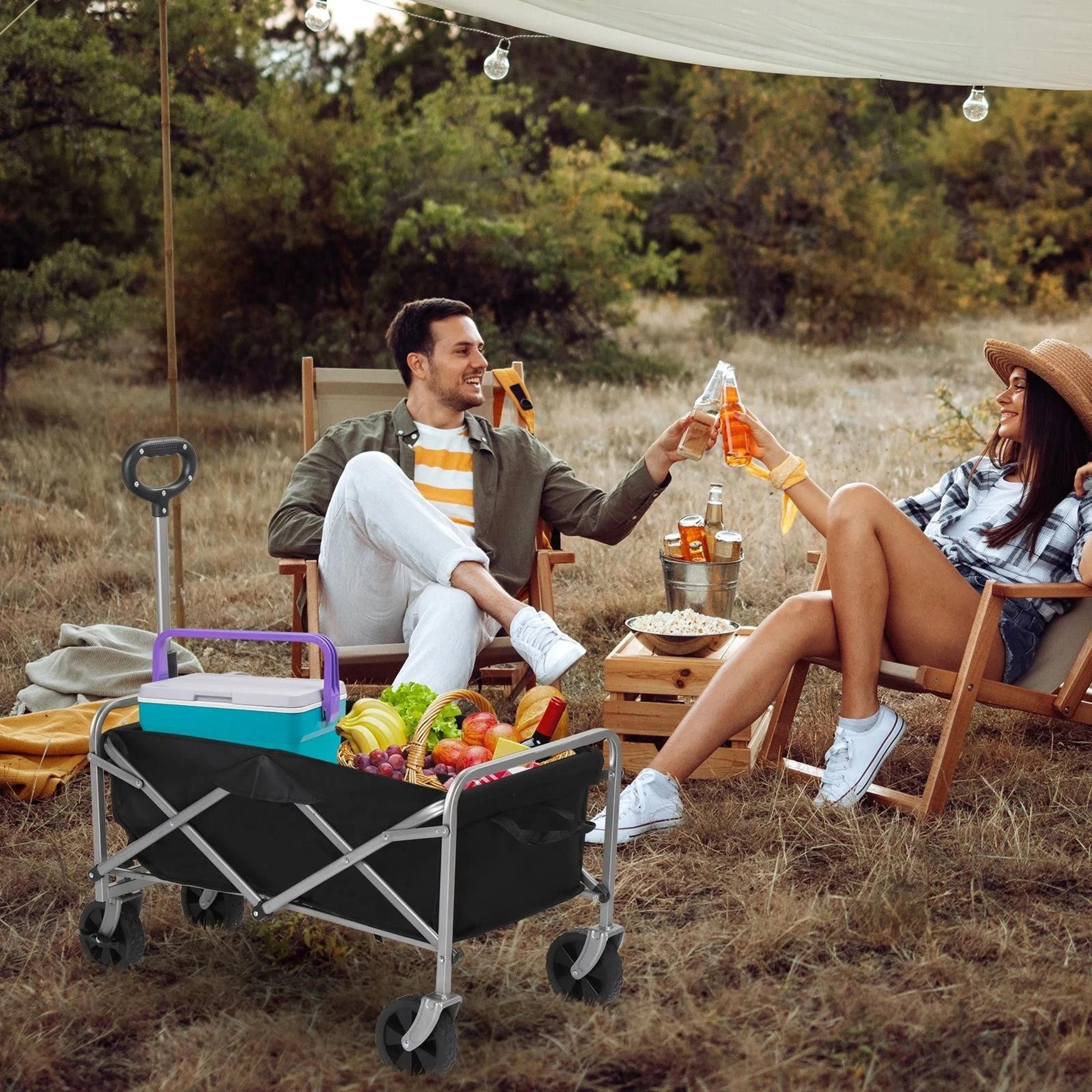 folding beach cart – collapsible utility garden & shopping cart