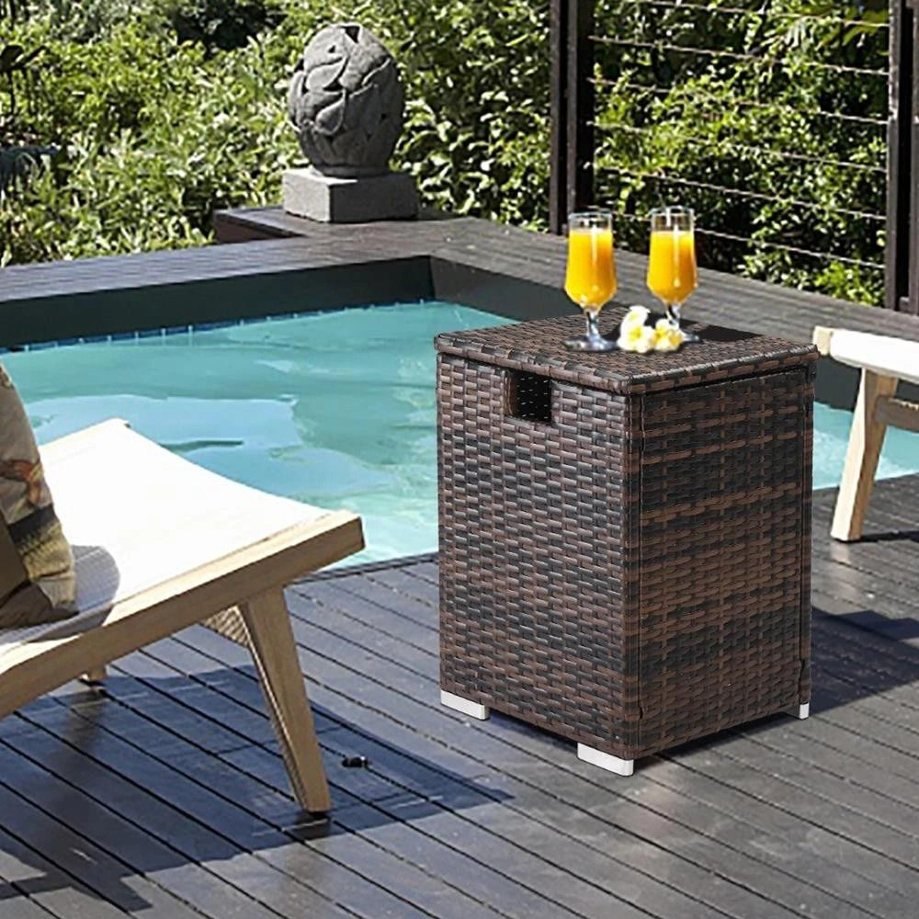 outdoor side table – square coffee end table for patio & living room