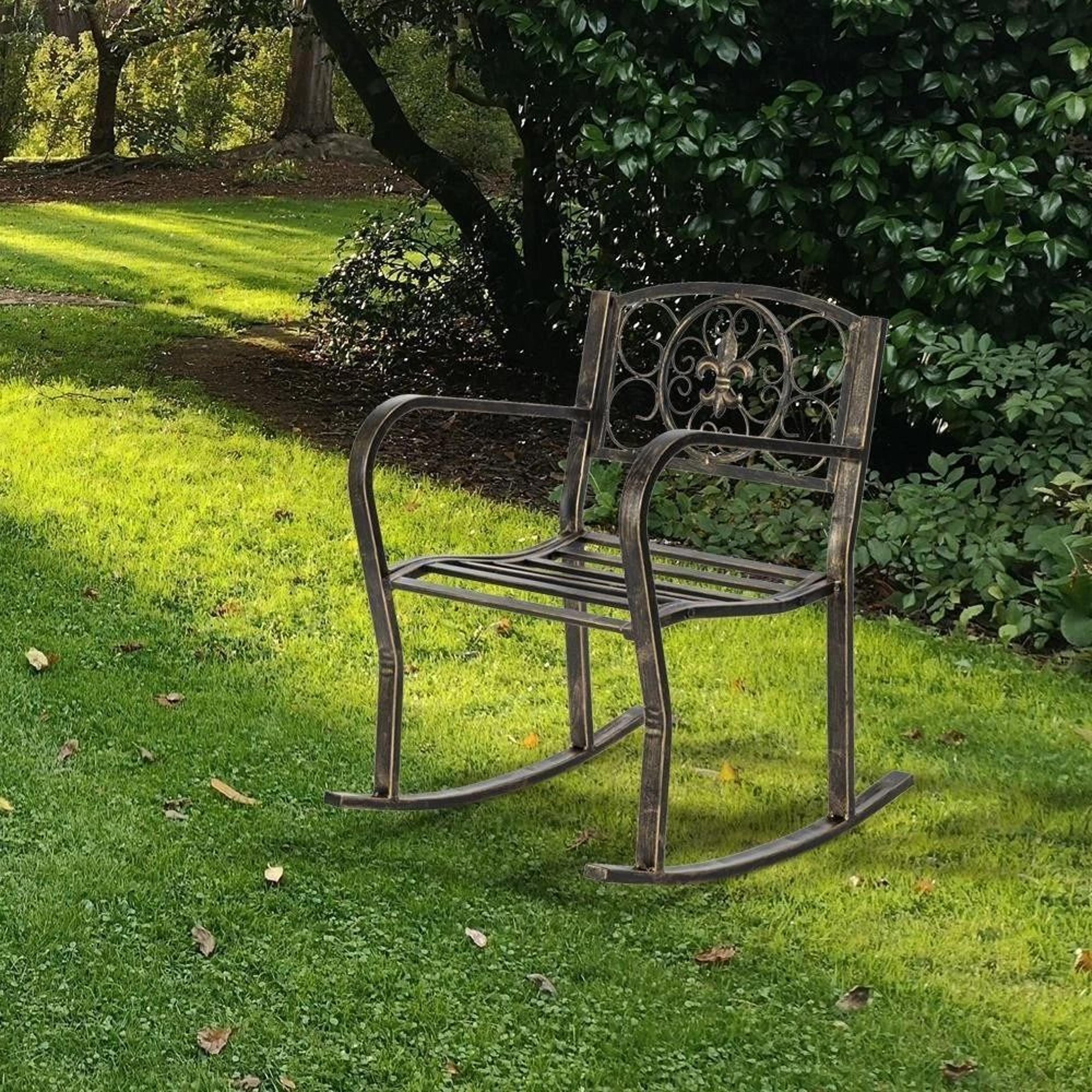 heavy duty metal double rocking chair for outdoor patio & garden glider bench