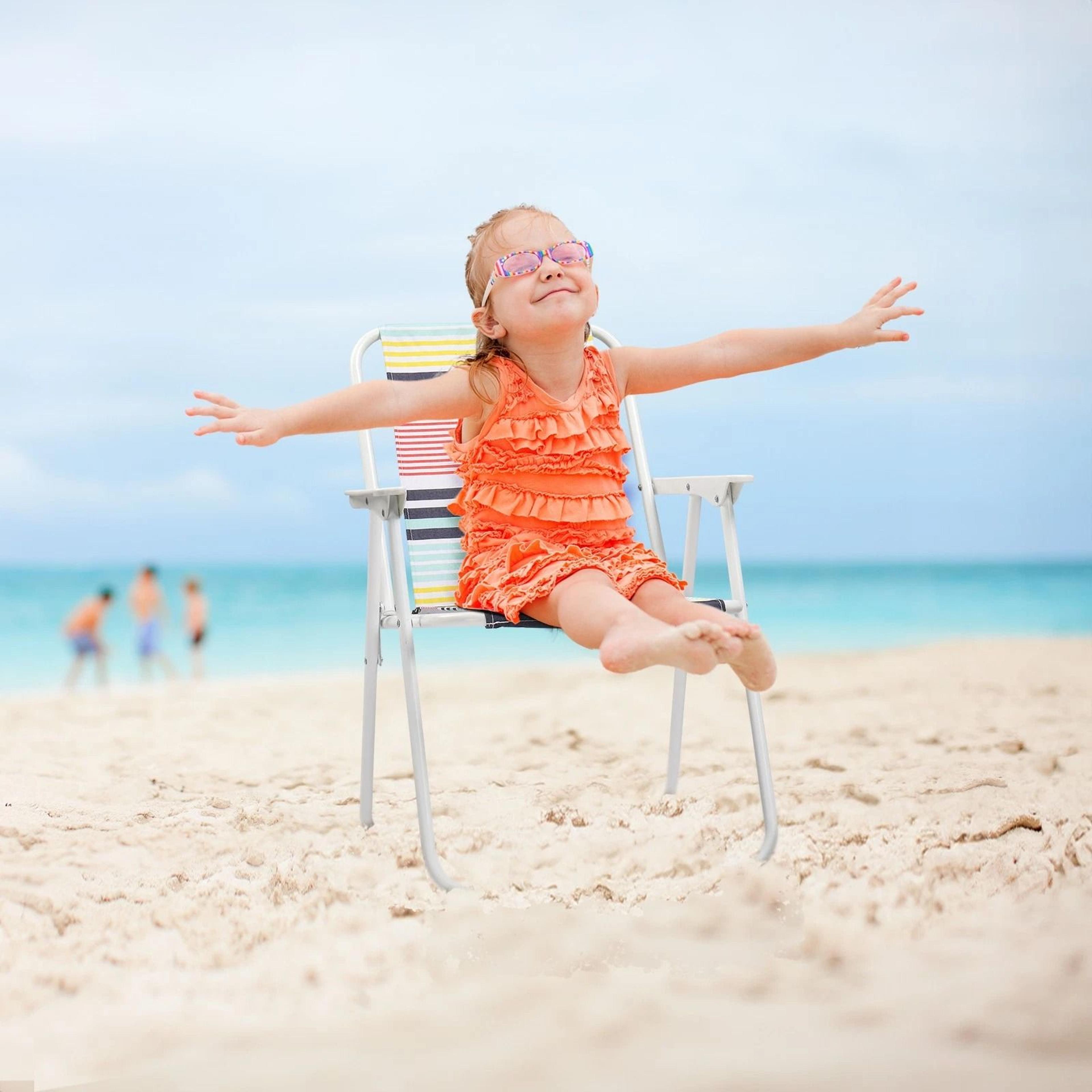 portable folding beach chair with high back and breathable fabric, lightweight, perfect for camping & outdoor relaxation