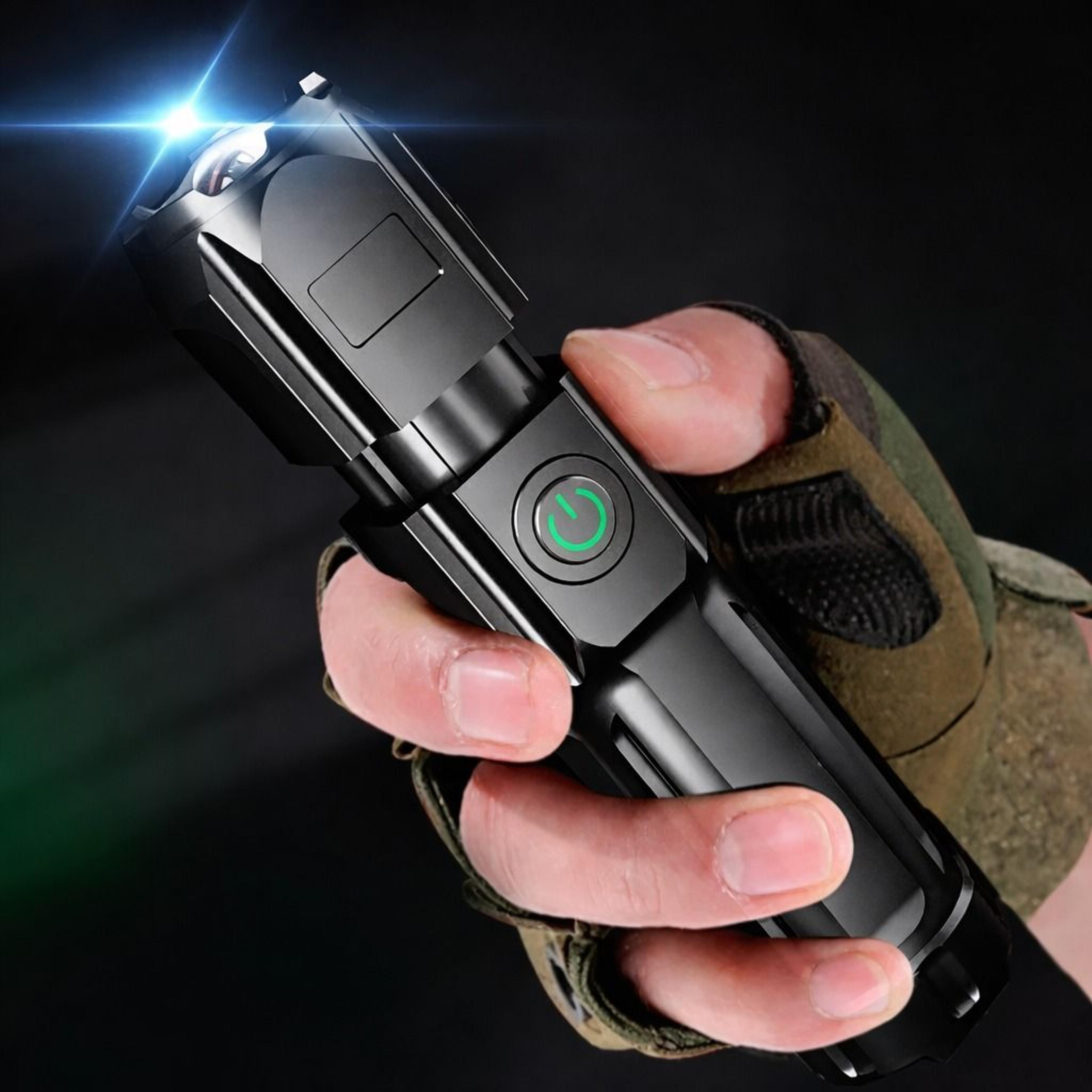 rechargeable super bright led tactical flashlight – usb work light torch with zoomable focus, waterproof and portable