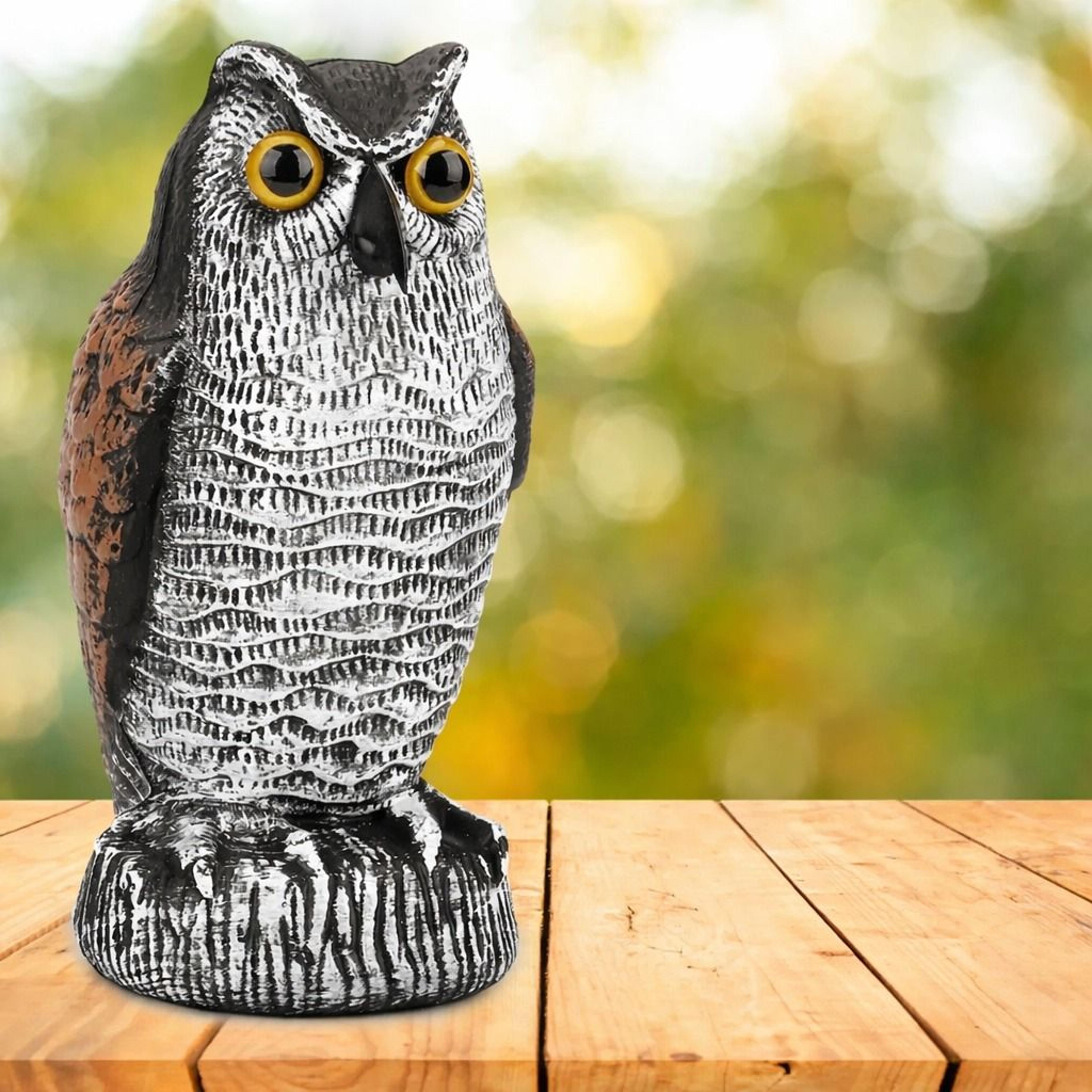 owl decoy statue - bird scarecrow for garden and yard, pigeon repellent