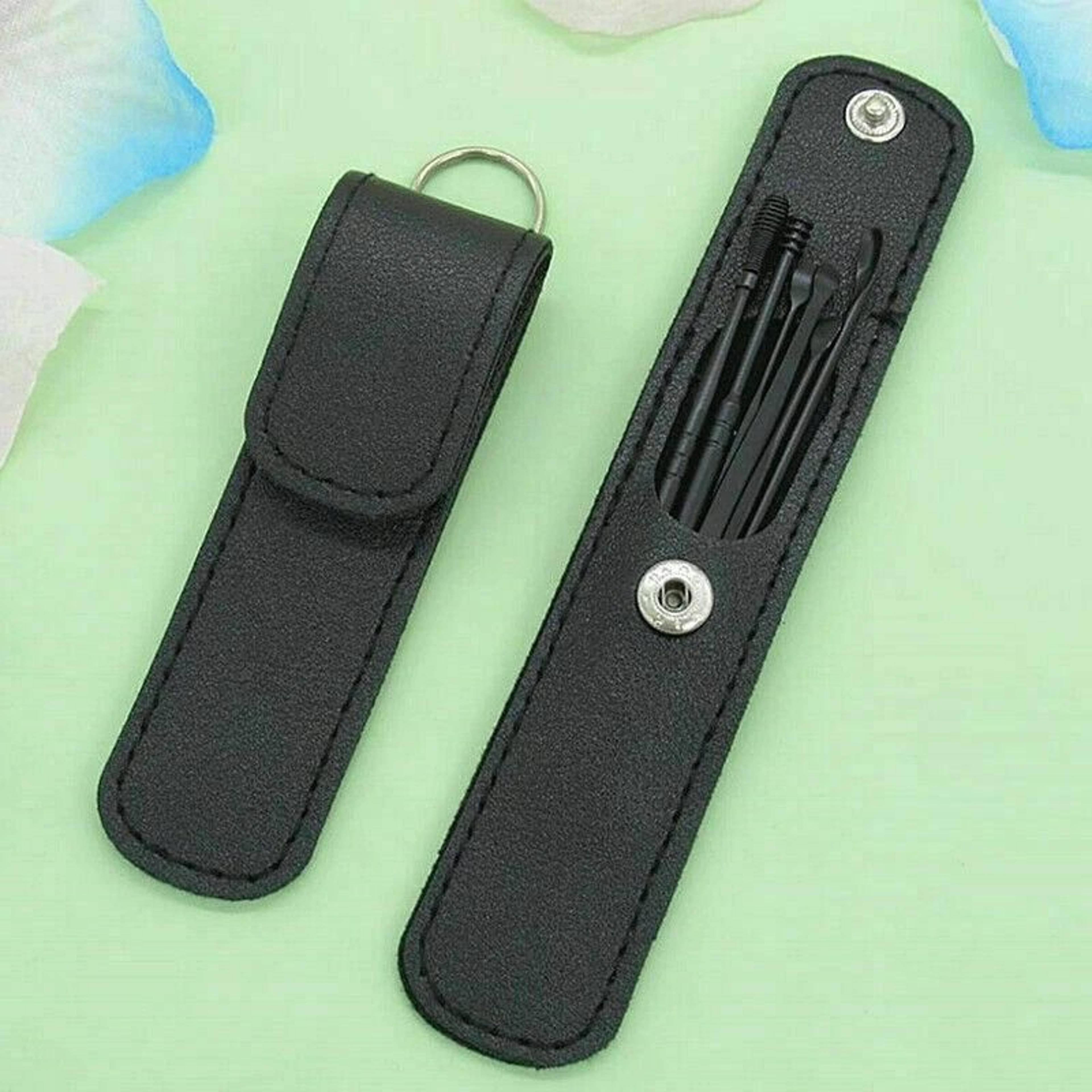 ear wax removal spiral tool set - stainless steel ear pick cleaner kit with portable storage for safe ear care