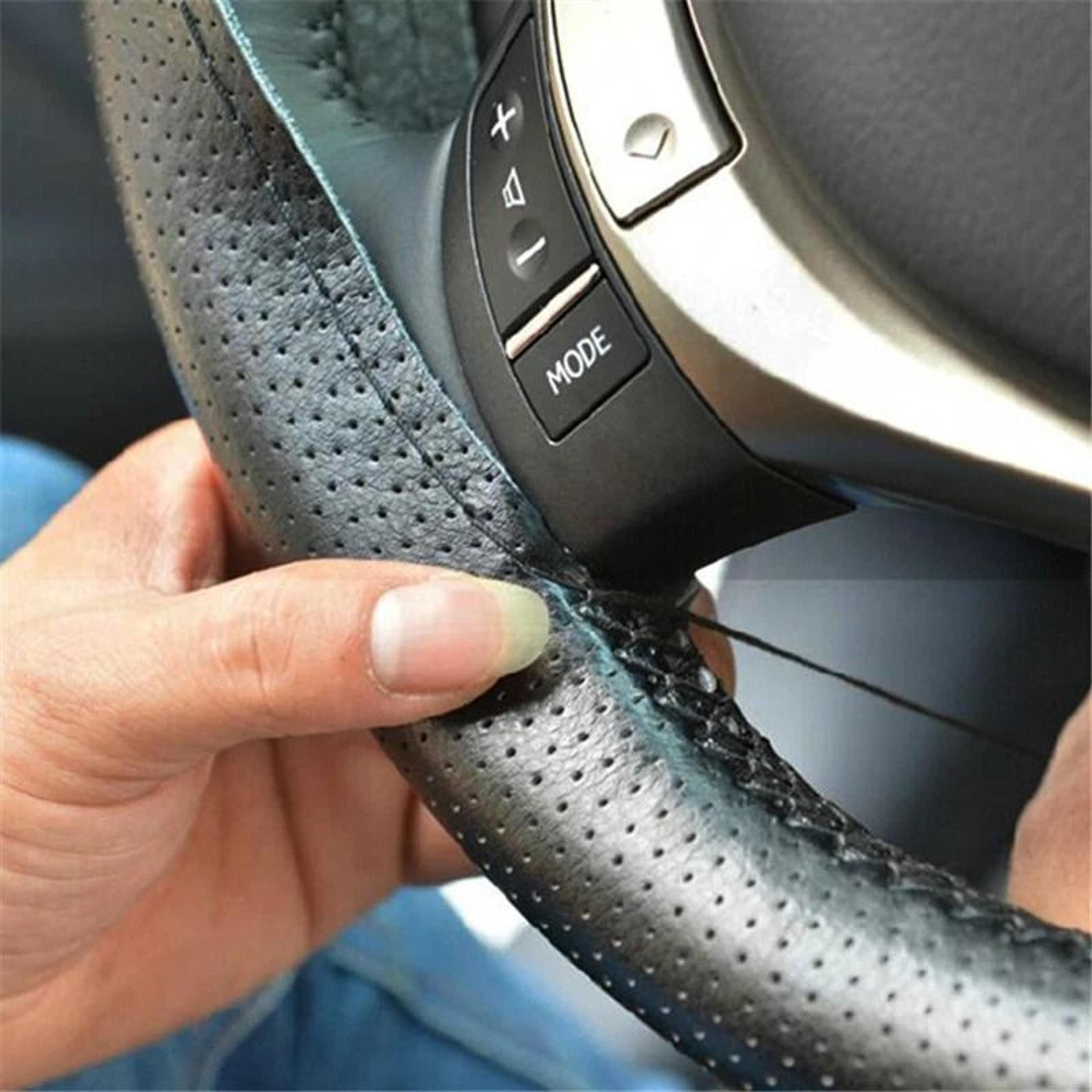 genuine leather diy car steering wheel cover – anti-slip