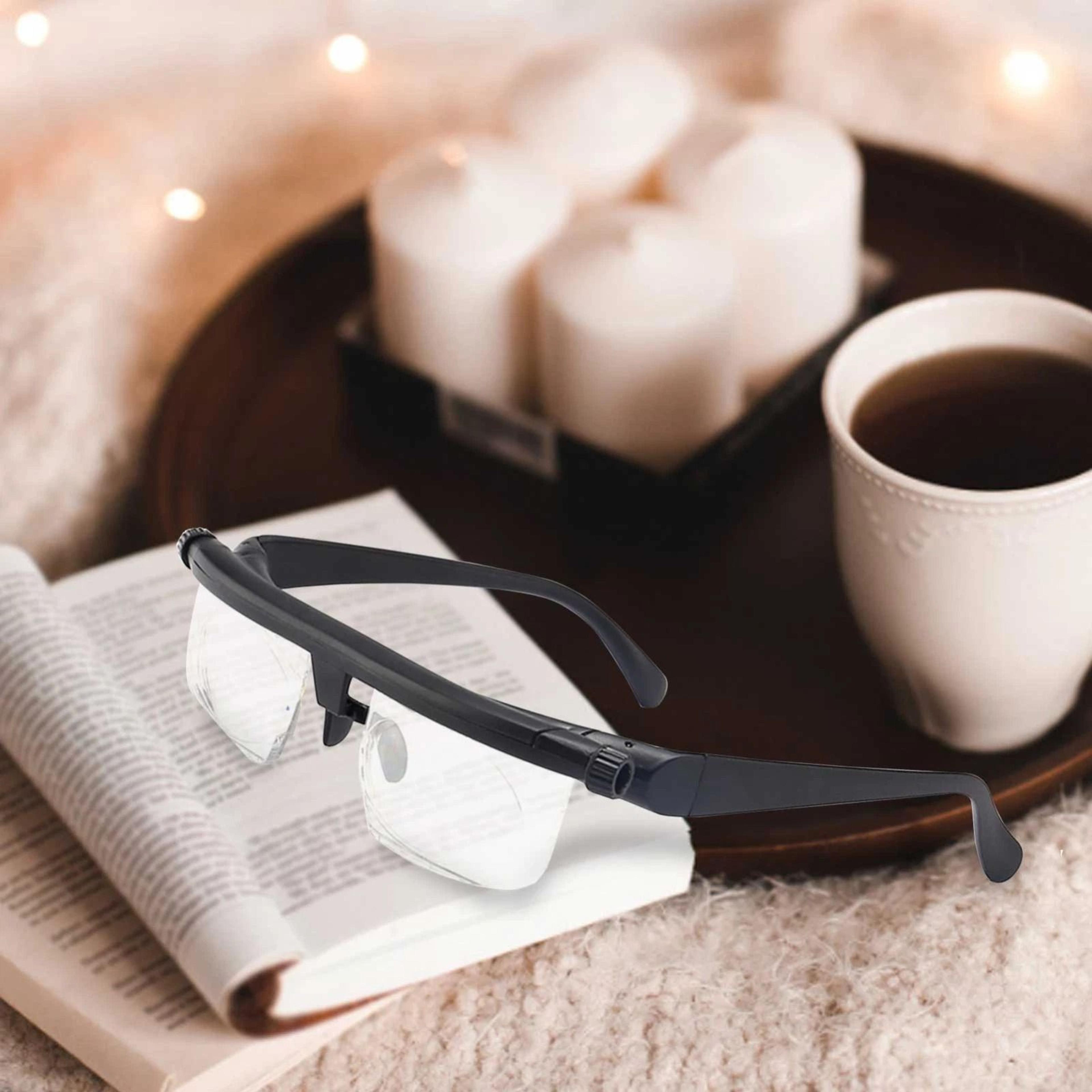 adjustable focus glasses for reading and distance vision, dial control eyeglasses for clear sight